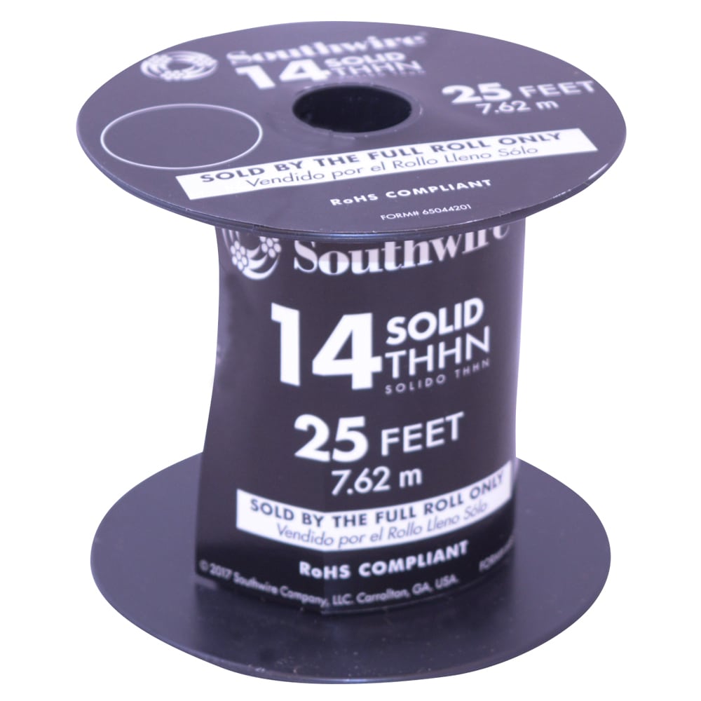 14 Gauge Solid Copper Black THHN Wire 2500