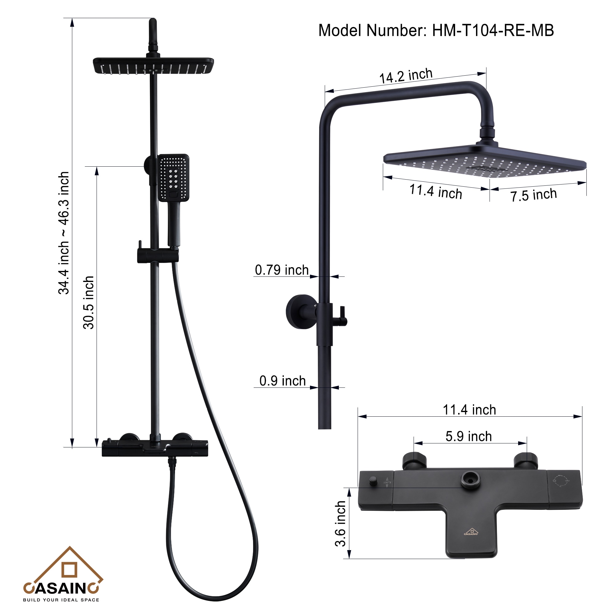 CASAINC CASA08BN-10 Showerhead-Bar-Panels - View #5