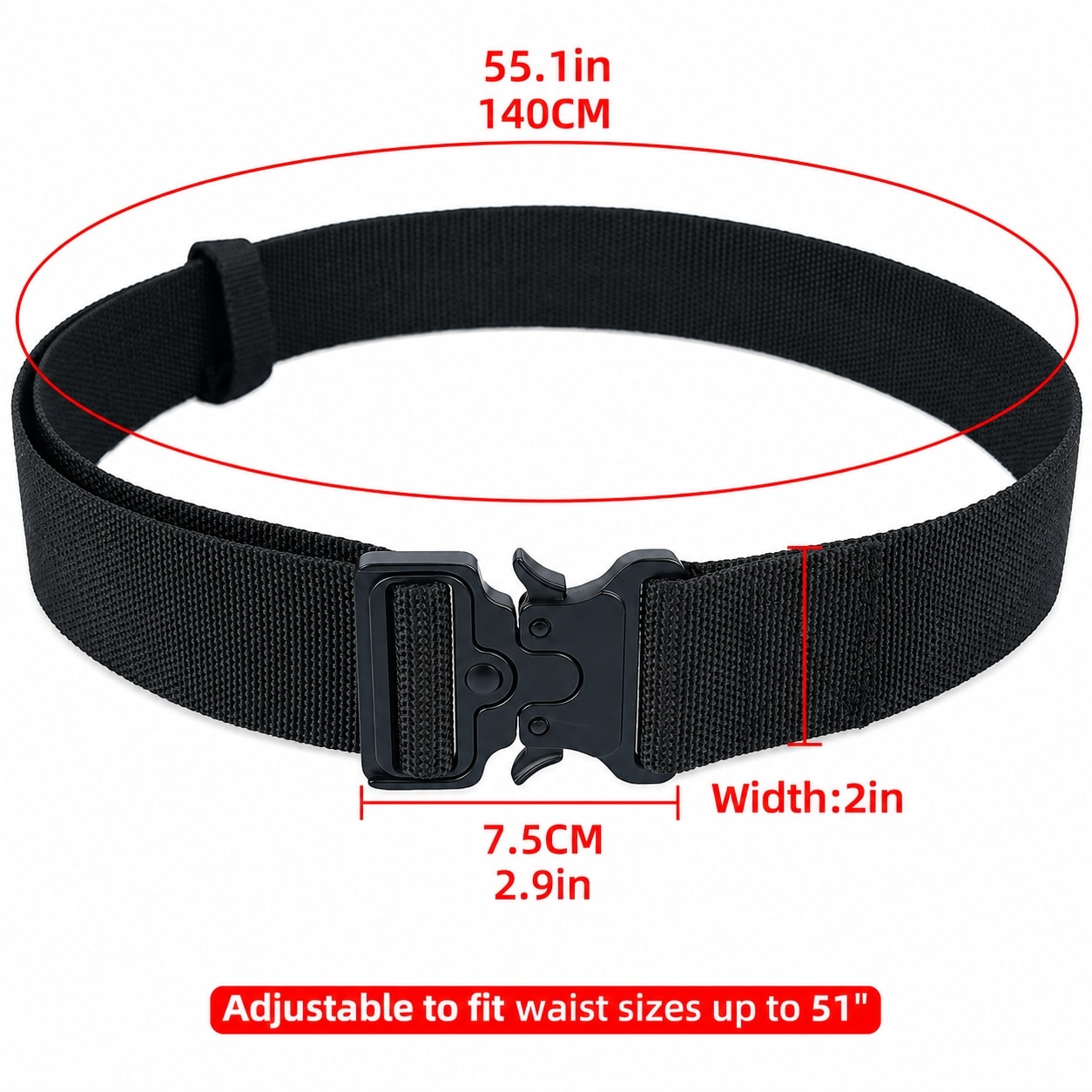 Anqtovp 2 Inch Nylon Web Work Tool Belt for Men Heavy Duty Quick