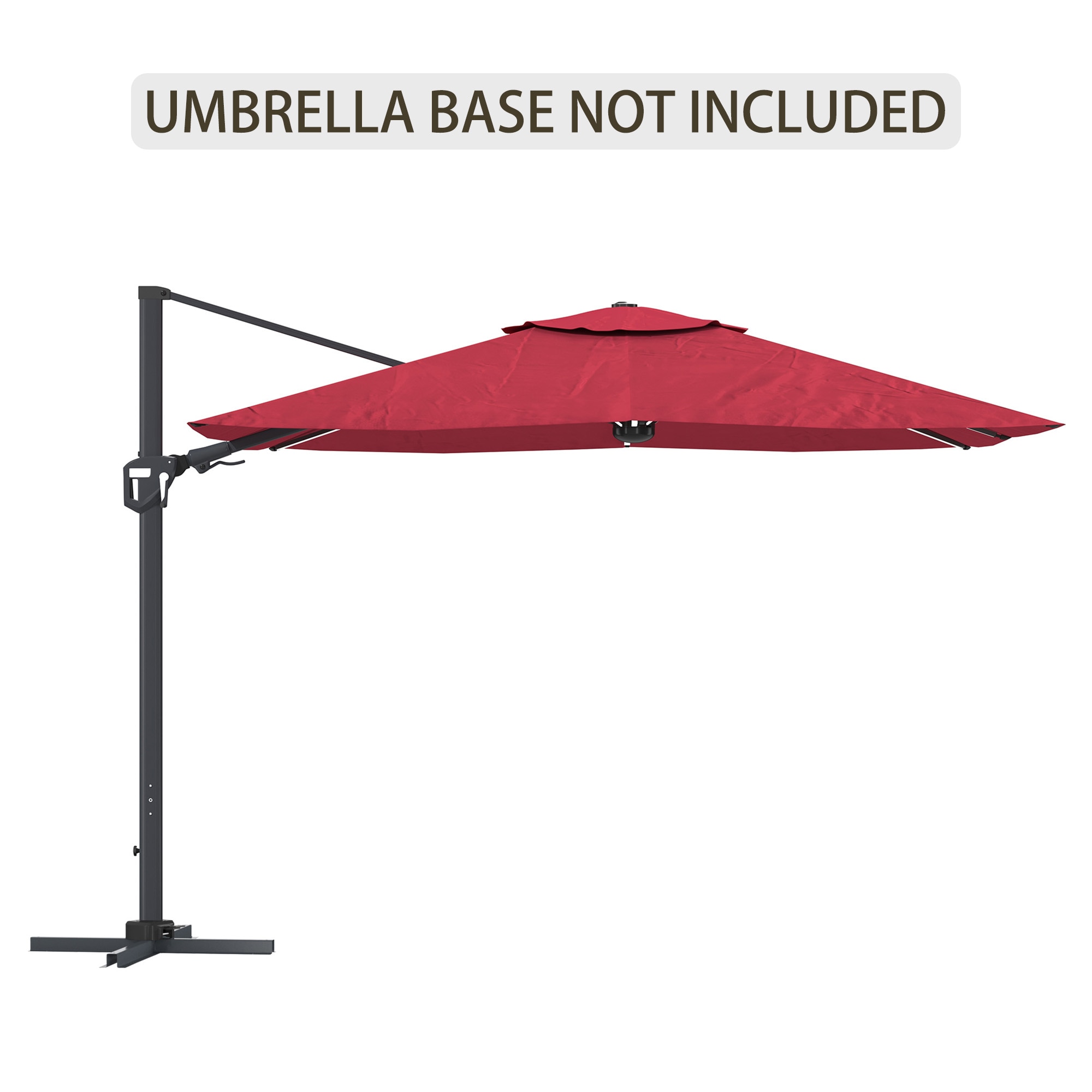 Clihome TD1000004 11-ft Aluminum Red Crank Cantilever Patio Umbrella with Lights