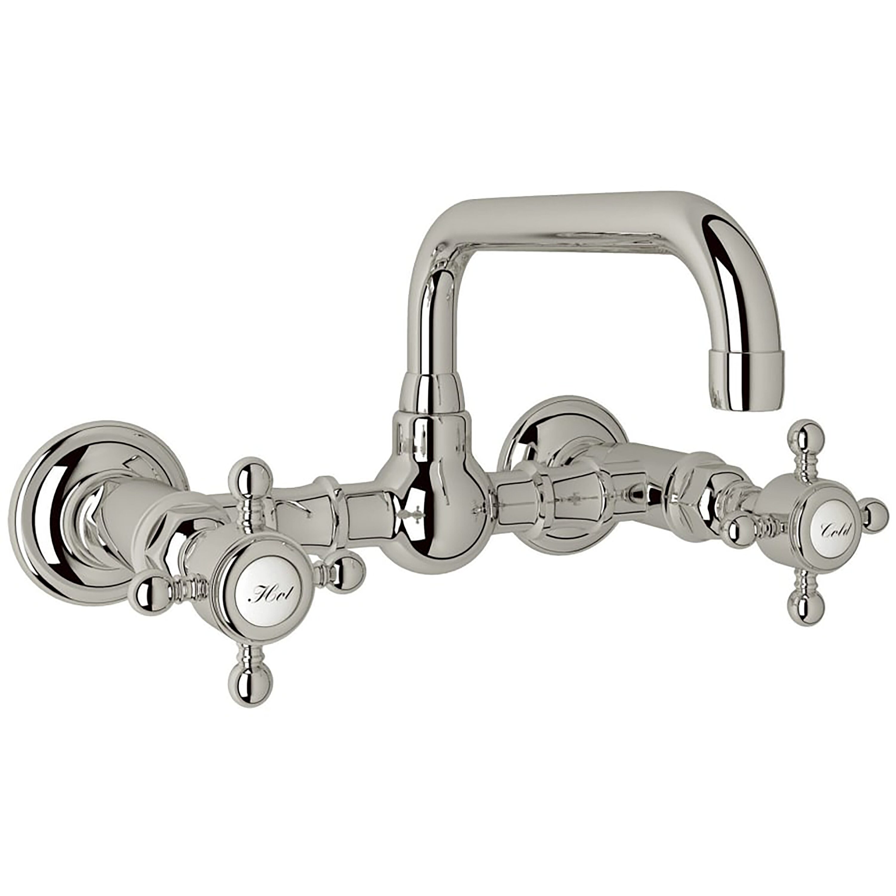 Rohl A1423XMPN-2 Polished Nickel Wall-mount 2-handle Swivel Residential Handle Bathroom Sink Faucet