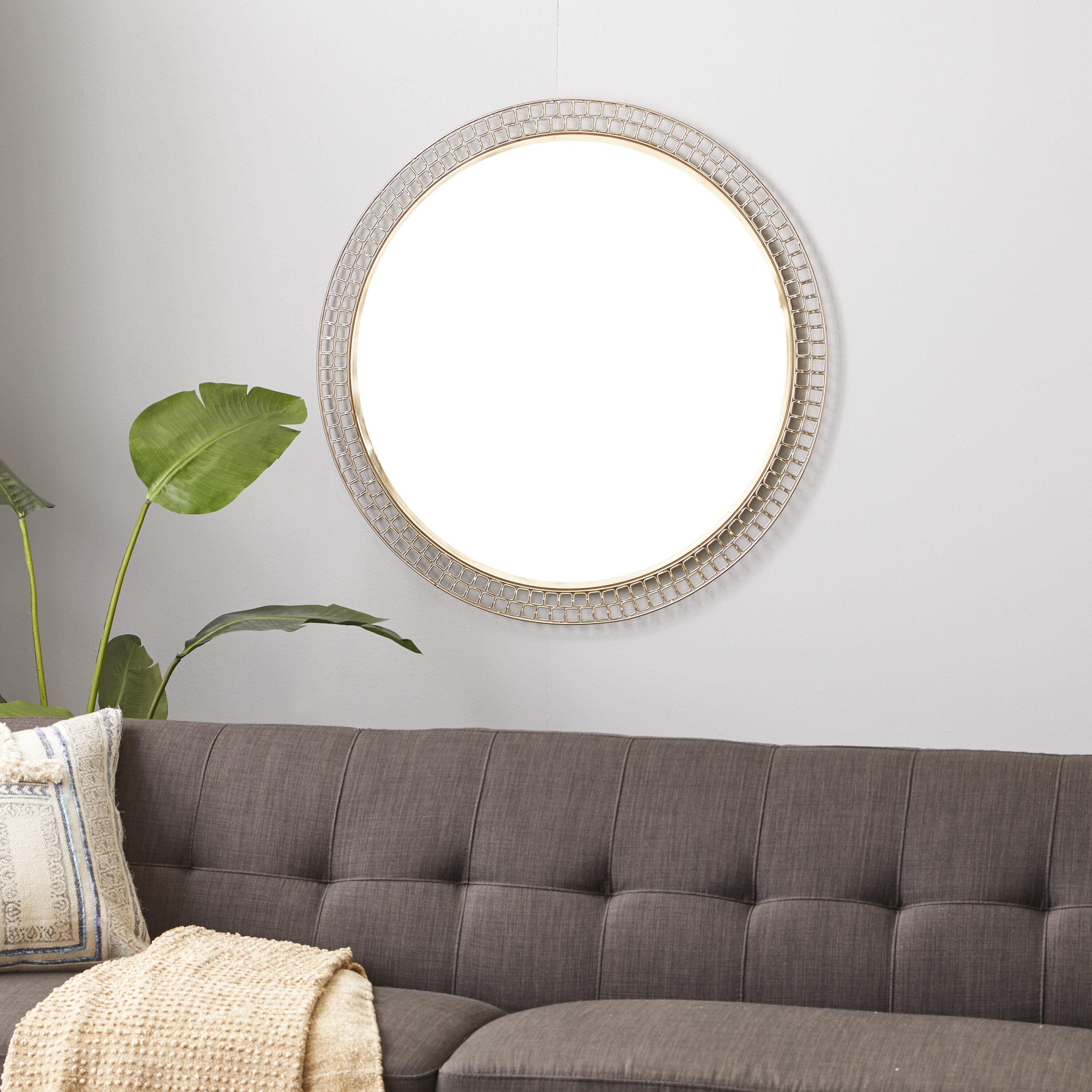 Grayson Lane 36.63-in W x 36.63-in H Round Gold Framed Wall Mirror in the  Mirrors department at