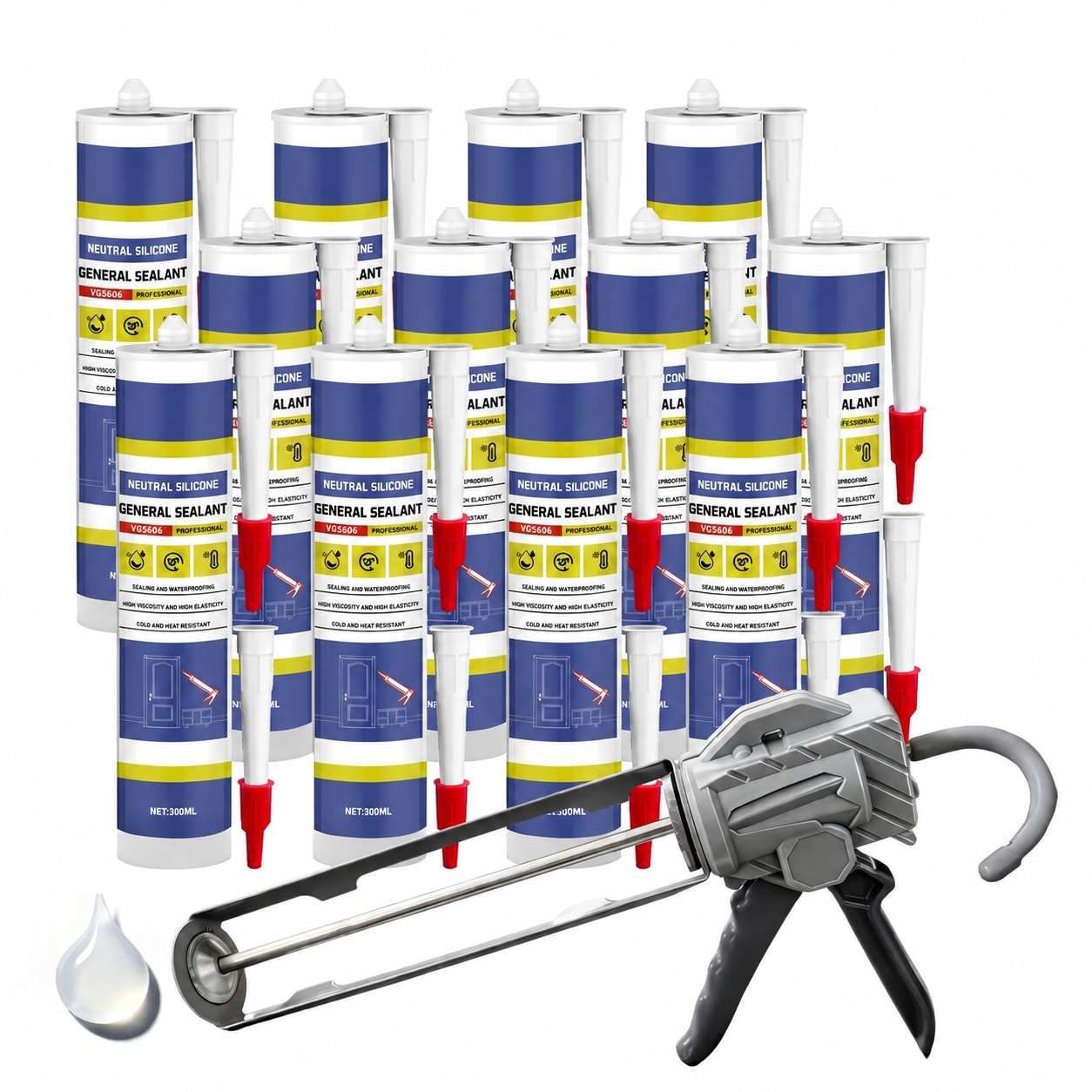 Lukvuzo VGS606 Silicone Sealant Clear 300ml Weatherproof Caulk for Windows Doors Tile Countertops and Bathroom Fixtures durable #LLU0820L350