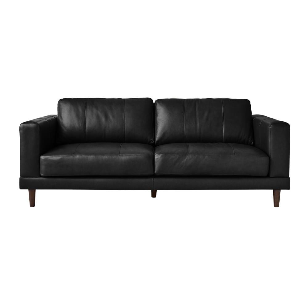 Picket House Furnishings Hanson 84-in Modern Black Genuine Leather Sofa ...