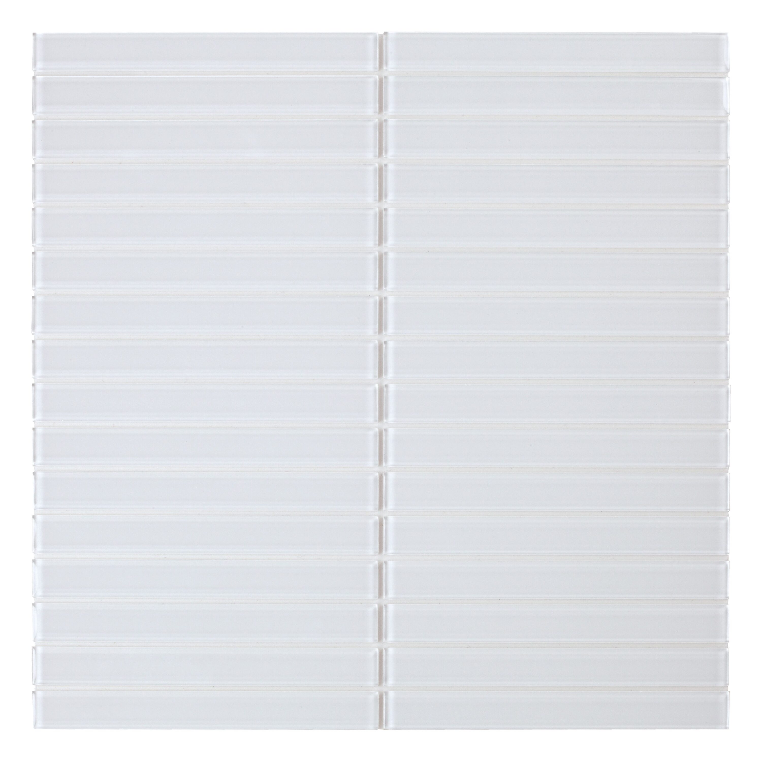 SpeedTiles IG200MAG573/BX6 Magnolia Off White 12-in x 12-in Glossy Glass Linear Mosaic Wall Tile (5.88-sq. ft/ Carton)