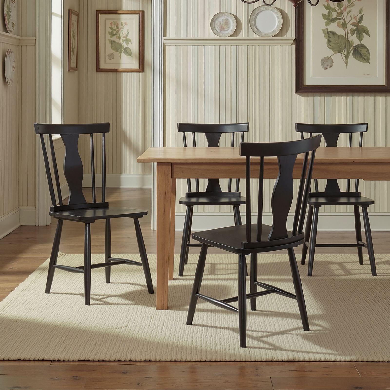 SIMTONAL Windsor Dining Chairs Set of 2 Wood Farmhouse Spindle