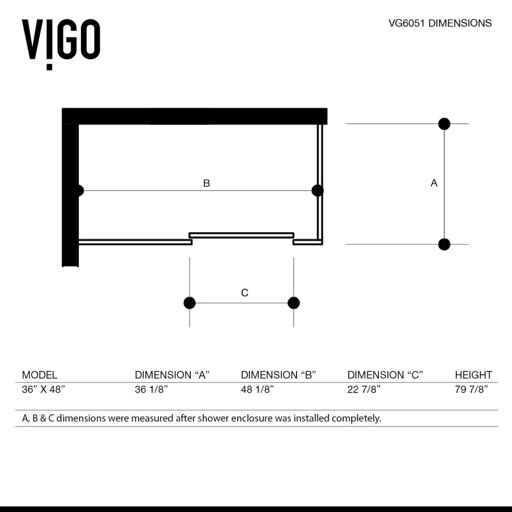 VIGO Winslow 36-in W x 79.375-in H Frameless Sliding Matte Black ...