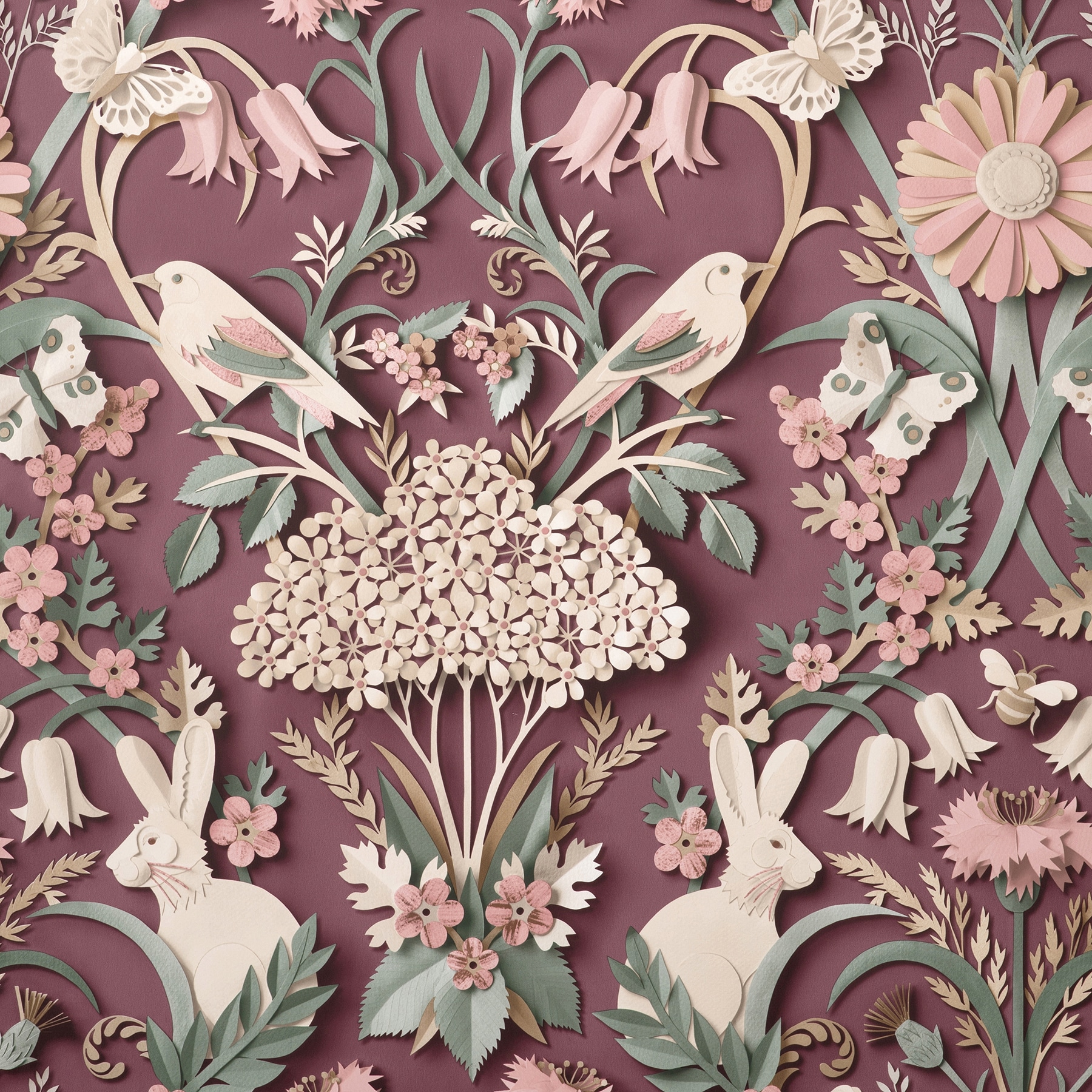 Fine Decor FD42949 Medley 56.4-Sq. Feet Pink Paper Animals Unpasted Wallpaper