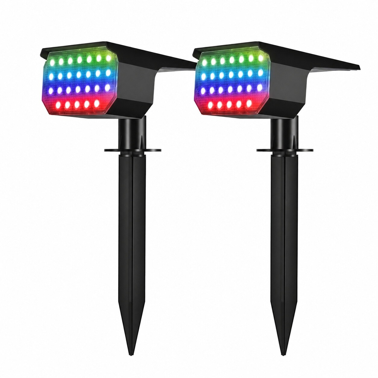 Aoibox  Multicolor Solar LED Landscape Spot Lights 2 Pack 26 LED 7 Modes IP65 Waterproof 4 7 x 3 5 x 10 6 in
