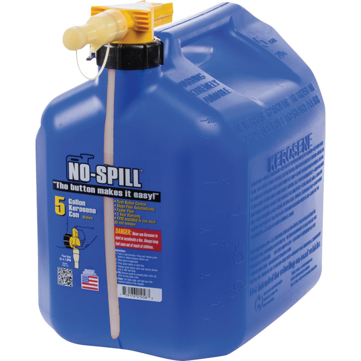 NO-SPILL NoSpill NSP1466S 5 Gallon Kerosene Can with View Stripe and Autostop