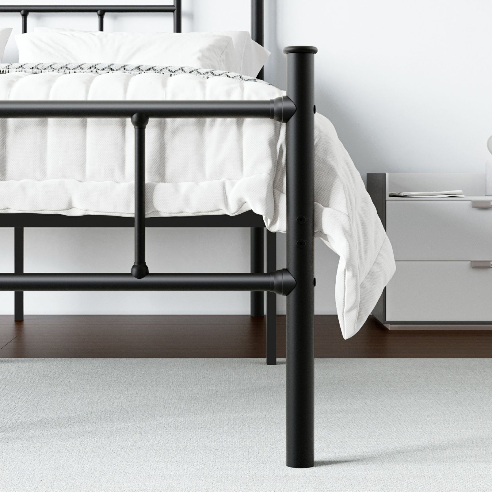 Ziyoo 42 inch High Platform Twin Bed Frame With Headboard metal bed ...