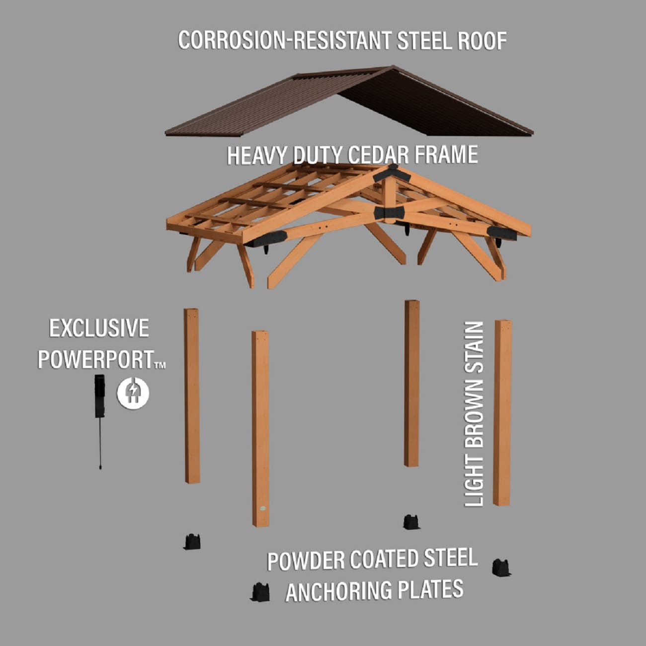 Norwood 12x10 Cedar and Steel Outdoor Gazebo