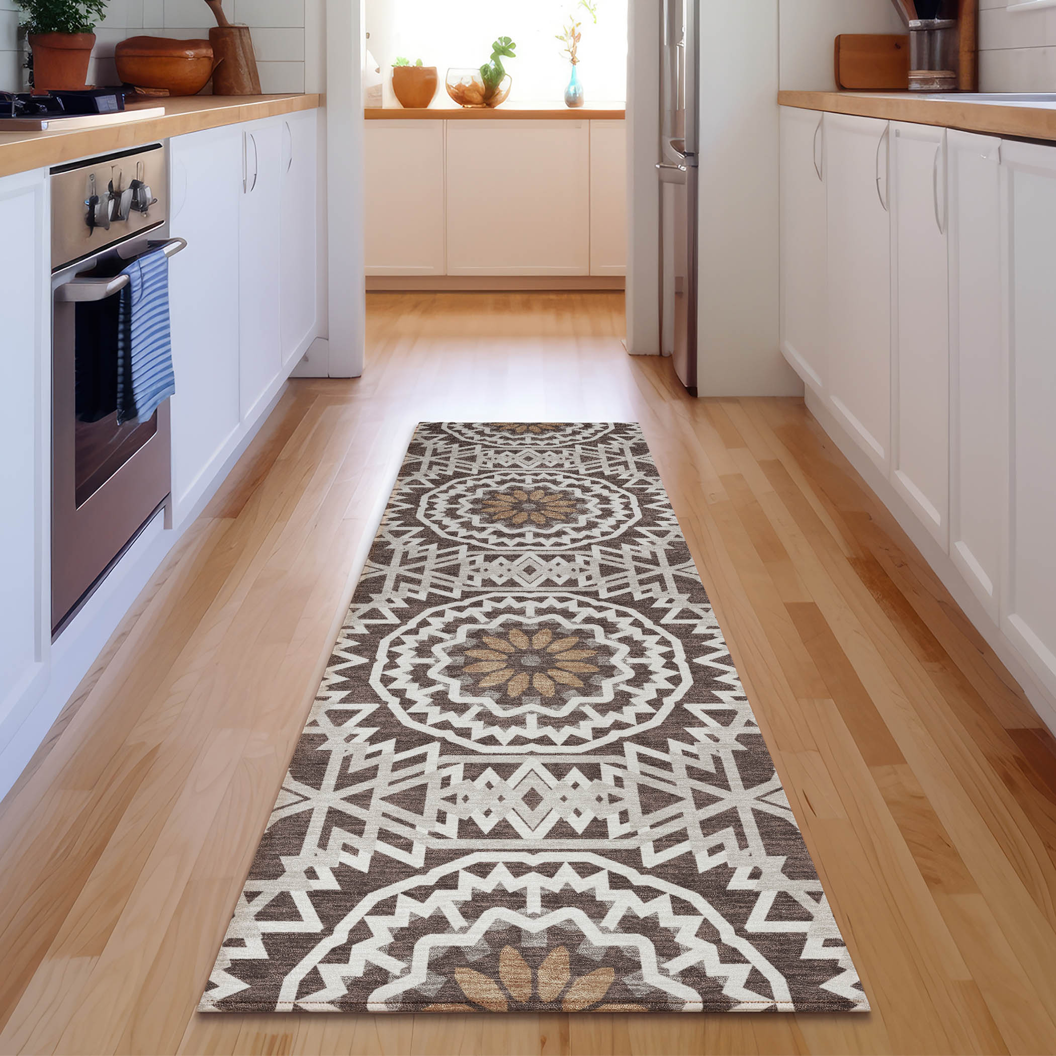 Addison Rugs AMF619CH2X8 Mayfield AMF619CH 2 x 7 (ft) Loomed Polyester Chocolate Rectangular Indoor Geometric Machine washable Area rug