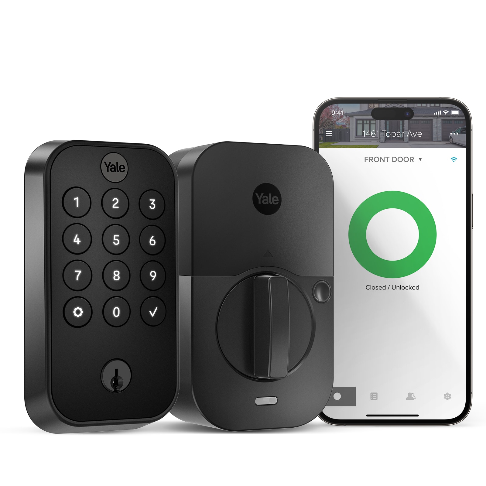 Yale Assure Lock 2 Ridgefield Bundle Black Suede Smart Lock Electronic Deadbolt and Handleset with Wifi Bluetooth Keypad B-YRD410-WF1-RX-BSP Sansujyuku sansujyuku.com