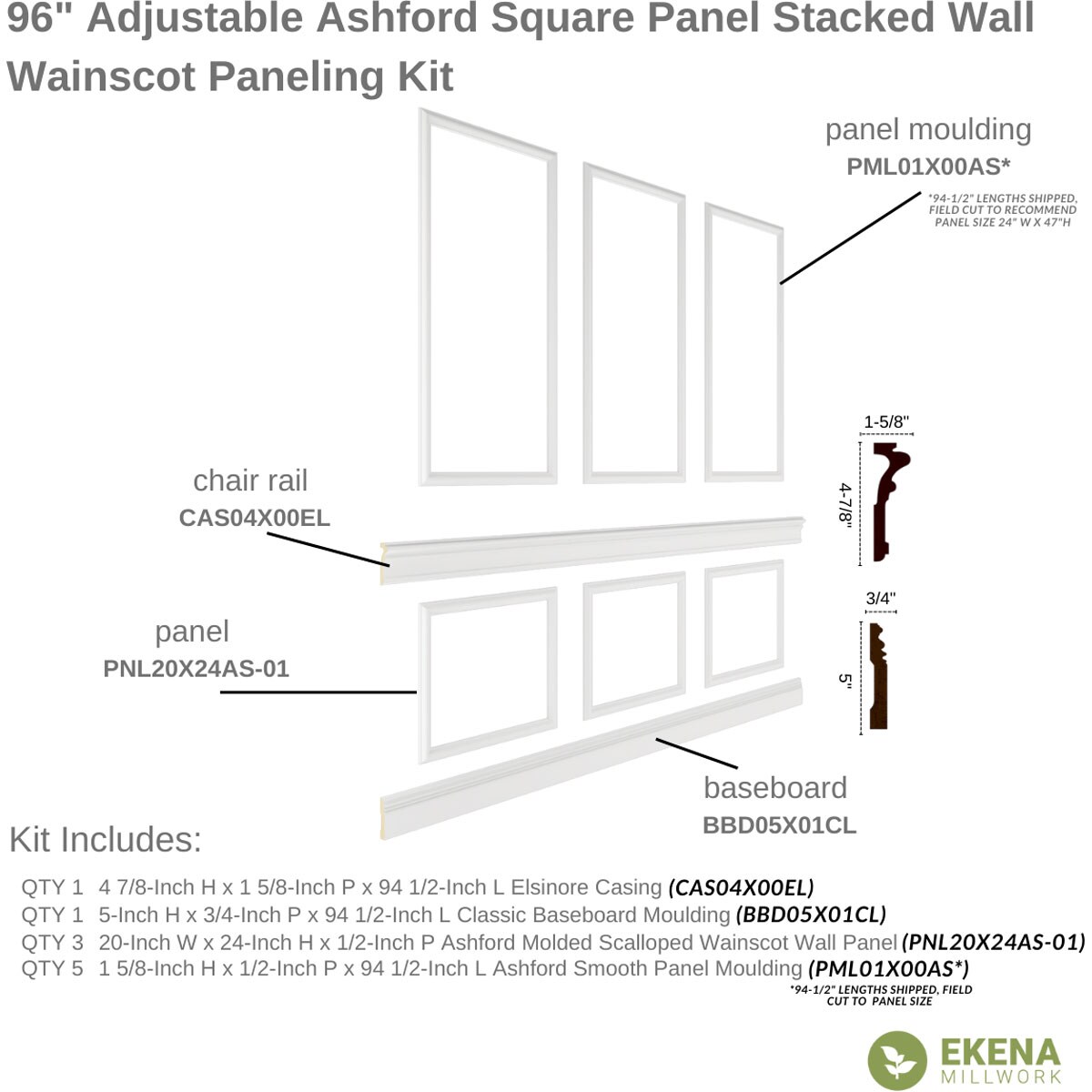 Ekena Millwork WPKUST052P096 Wall-Panels - View #2