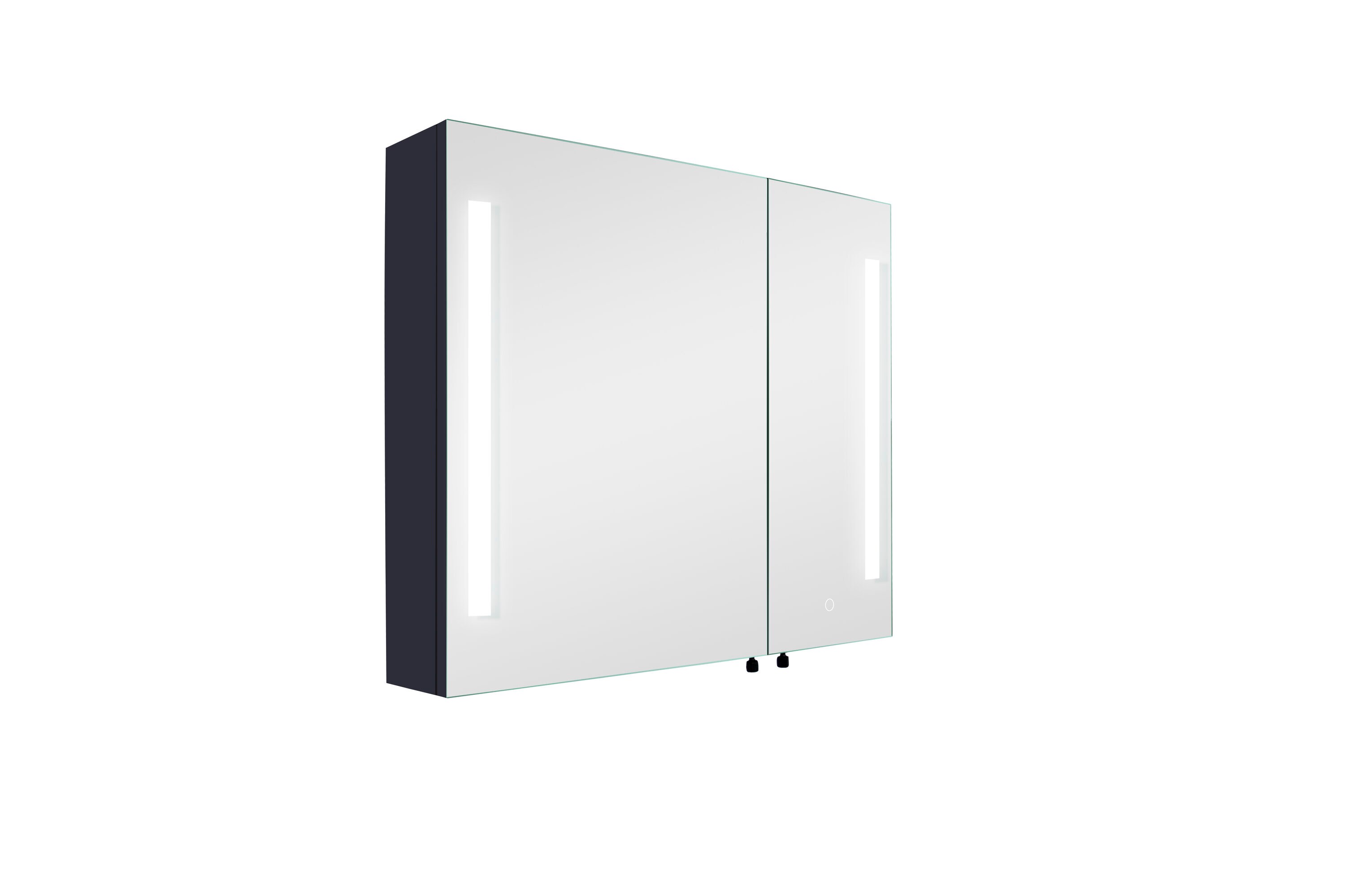 Forclover MA 30-in x 26-in Lighted LED Fog Free Surface Mount Black Mirrored Soft Close Medicine Cabinet