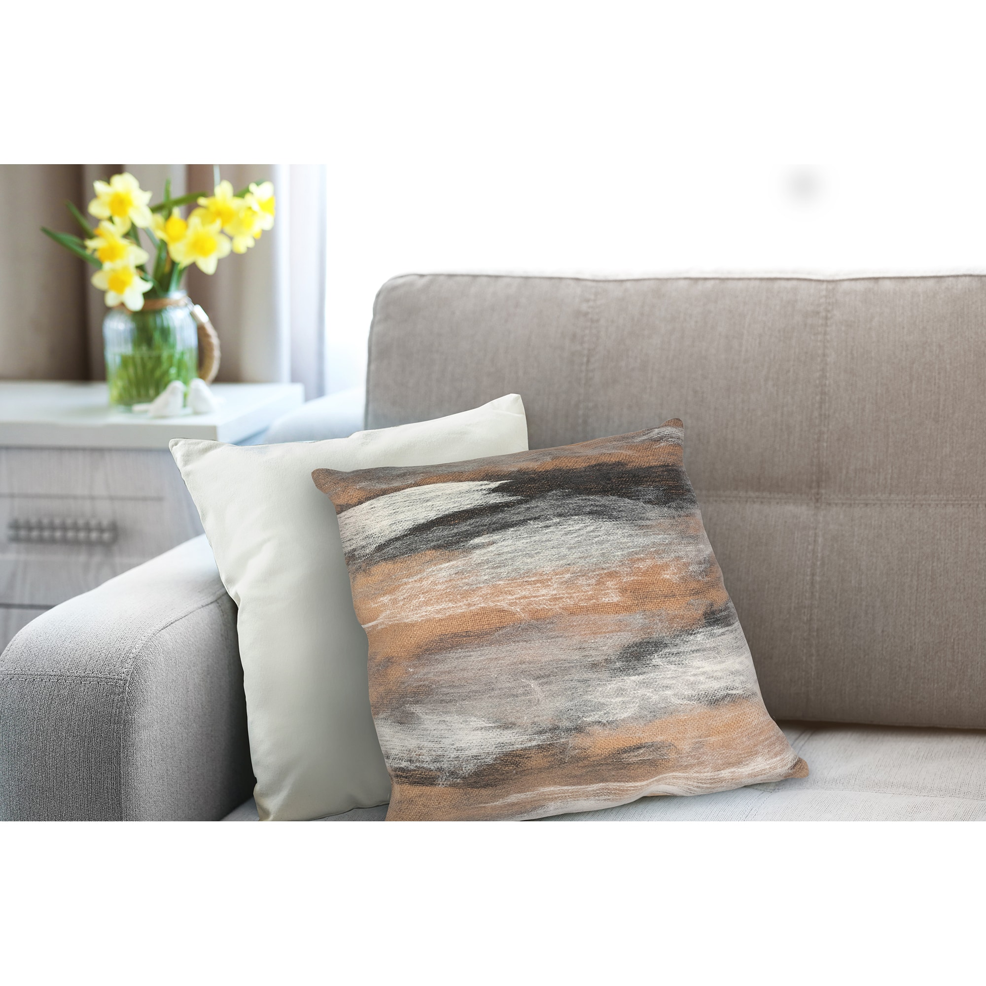 Liora Manne 7SA2S416212 Visions I 20-in x 20-in Taupe Square Indoor Decorative Pillow