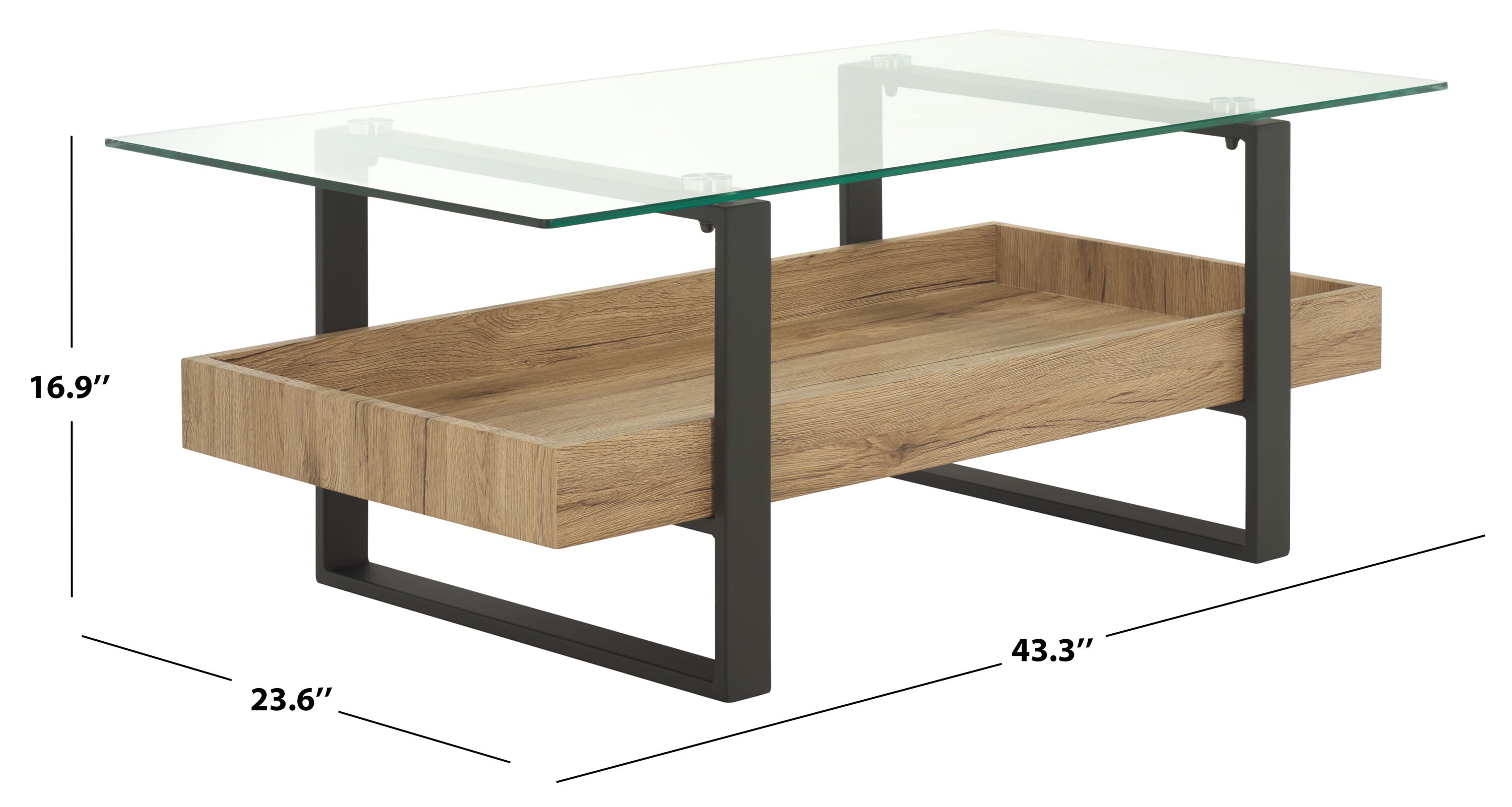 Safavieh Industrial Glass San Remo Paper Veneer/Powder Coated 43.3-in W ...