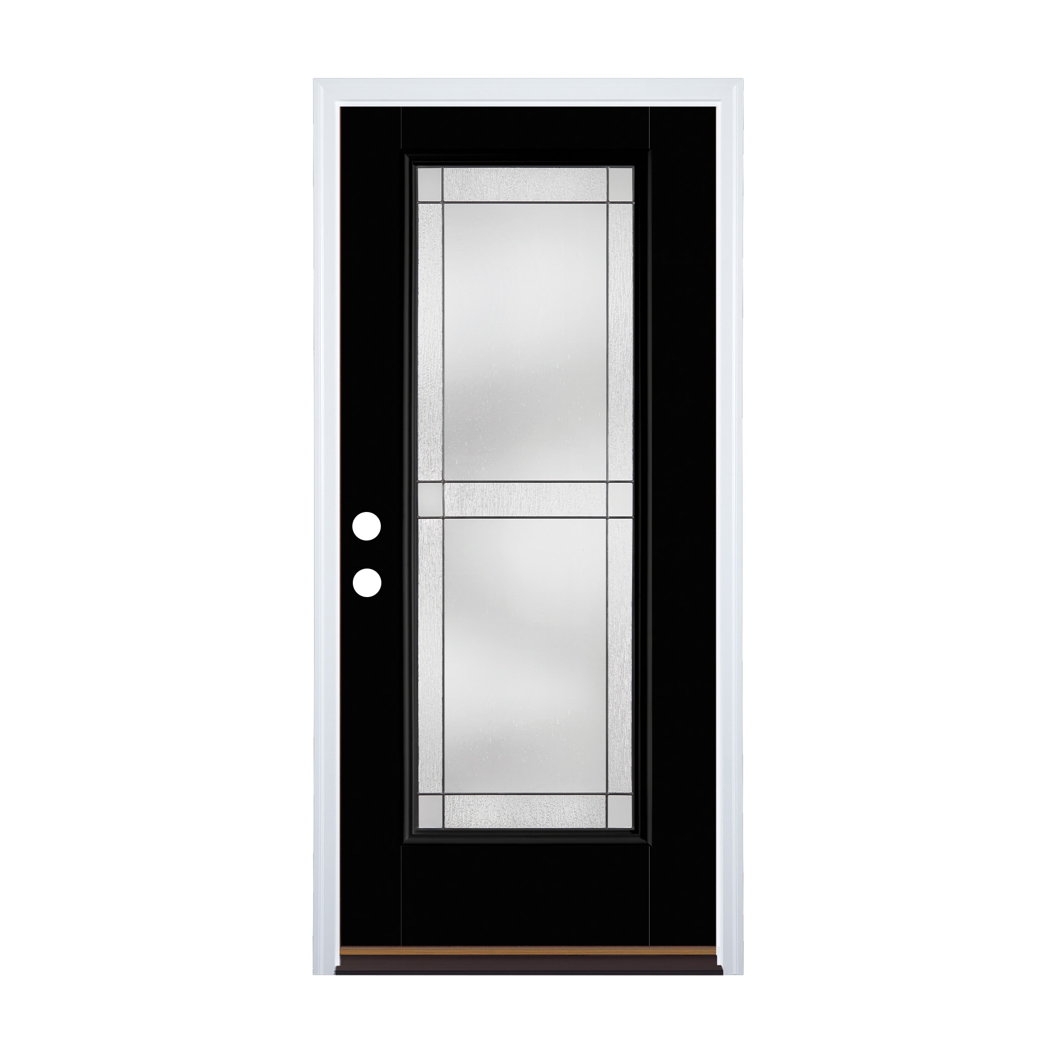 Therma-Tru TT651342SOS Grid Entry Door 36-in x 80-in x 6-9/16-in Fiberglass Full lite Right-hand inswing Black Painted Prehung Front Door with Brickmould Insulating core