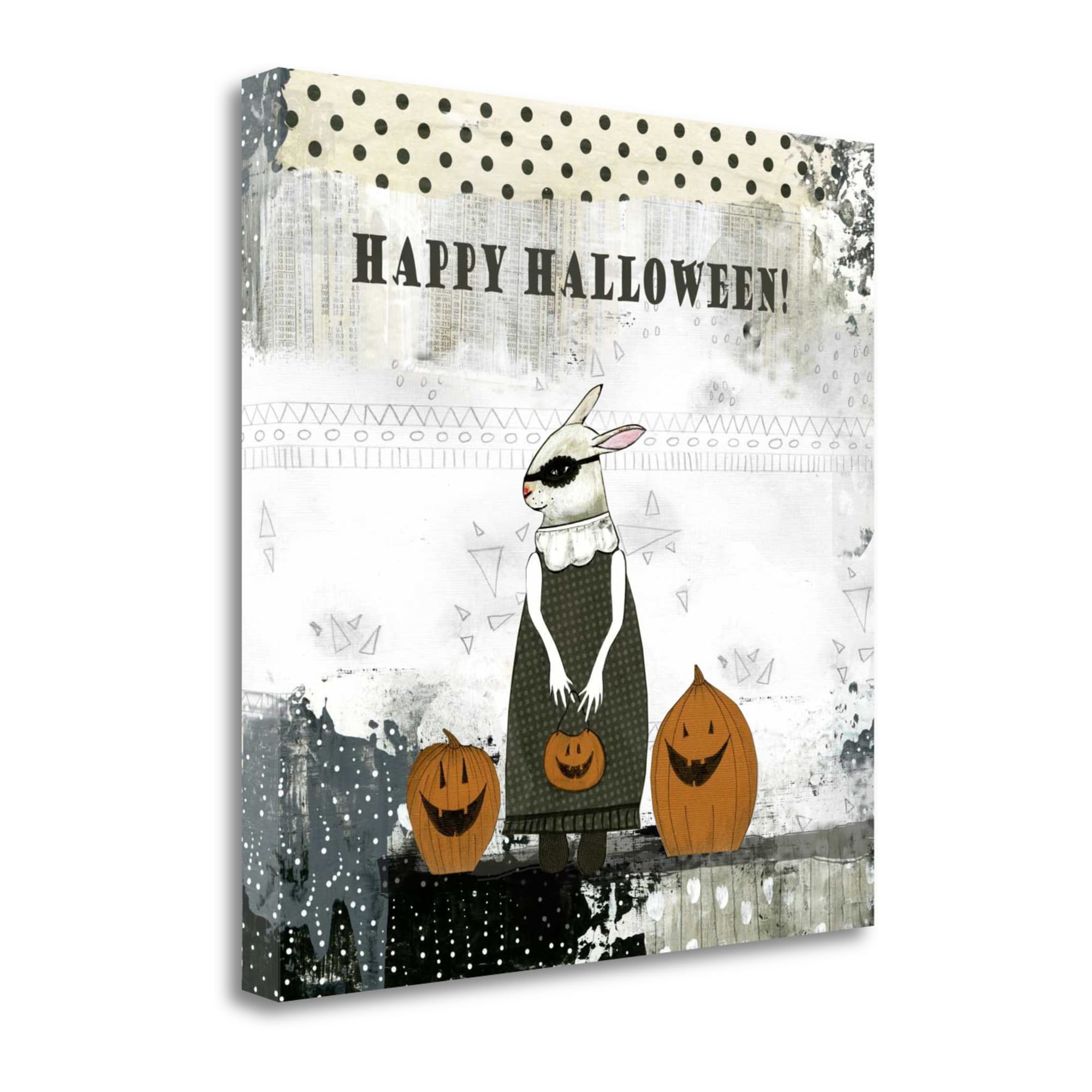 Tangletown Fine Art SBSO1078-2020C Happy Halloween Rabbit Sarah Ogren 20-in H x 20-in W Inspirational Print on Canvas