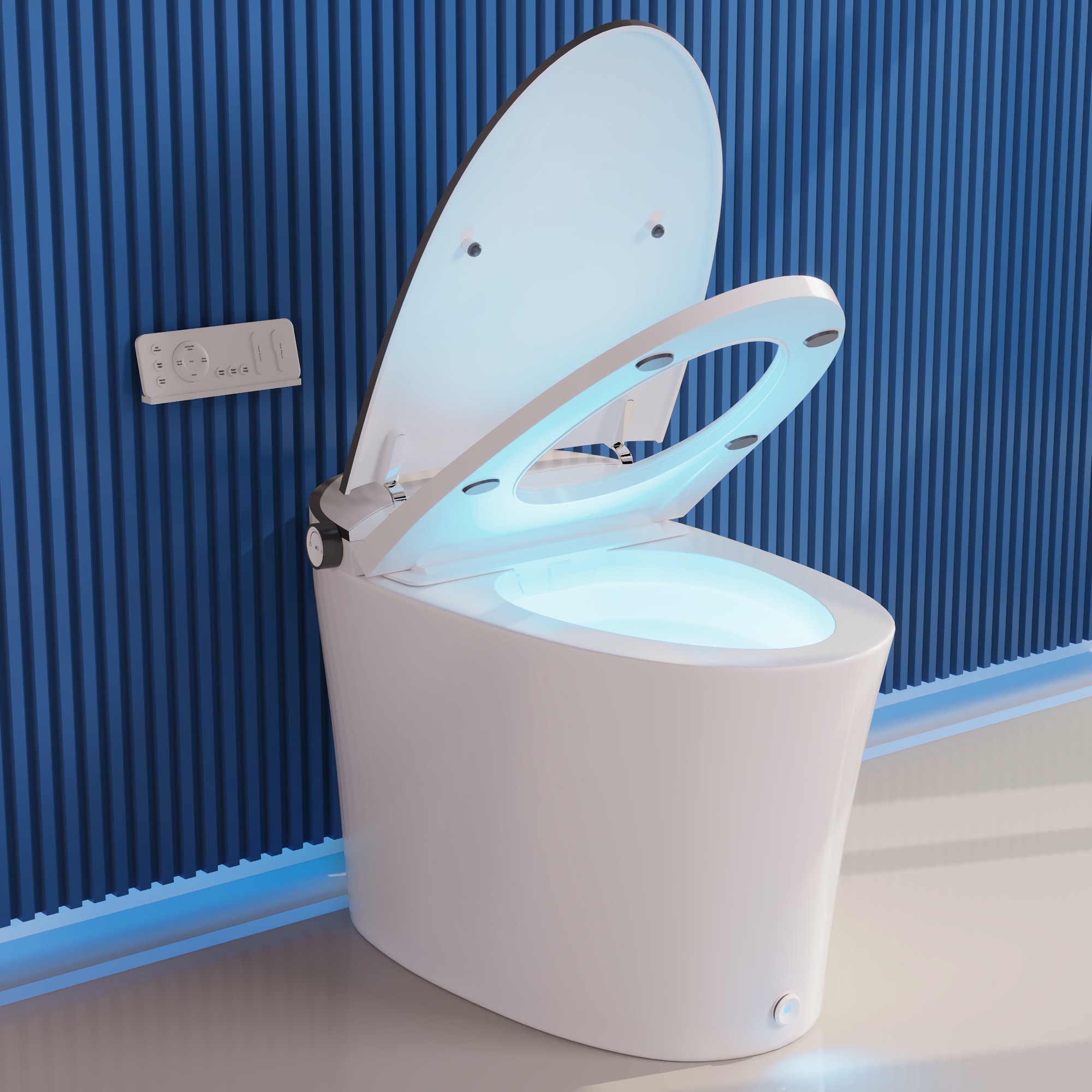 Elongated White High Efficiency Smart Bidet Toilet with Heated Seat