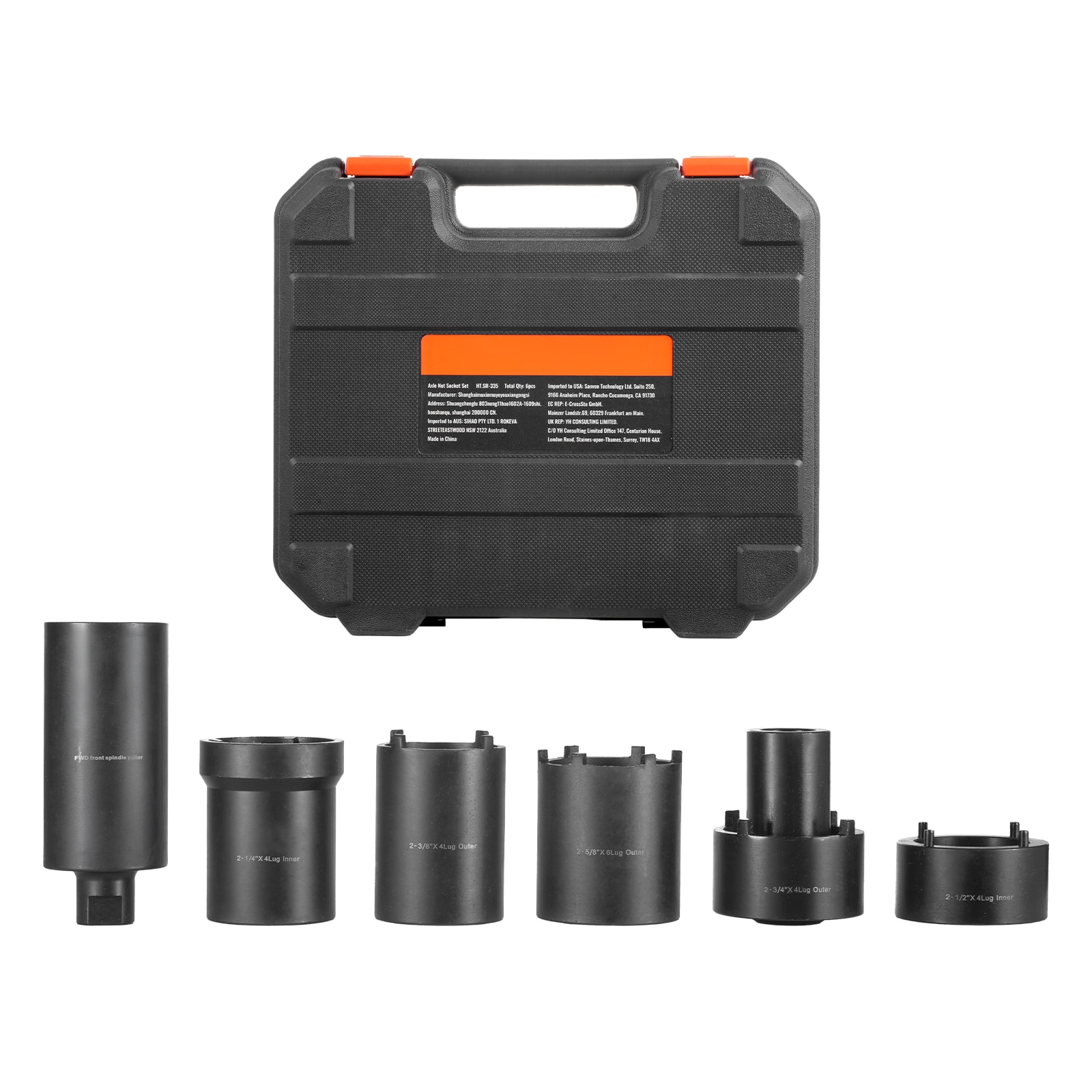 VEVOR Spindle Nut Socket Tool Kit 1/2 inch Drive 6 Piece Axle Hub Nut Socket Set for Toyota Ford 4WD Vehicles and GM Vehicles with Storage Case Axle Spindle Nut Retainers Remover #SCZLMTTLGLMC06231V0