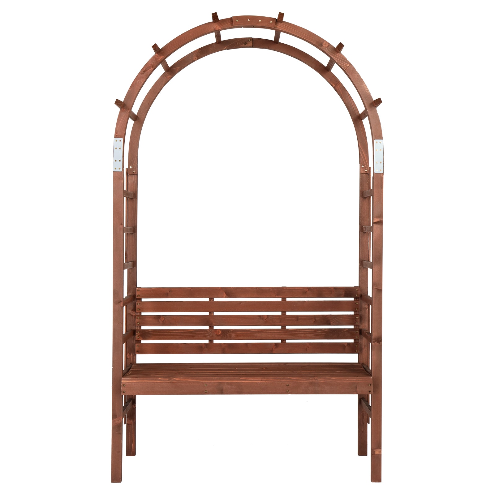 Outopee LO1G61000119 Wood Arbor 4-ft W x 6.8-ft H Arched Brown wood Garden Arbor