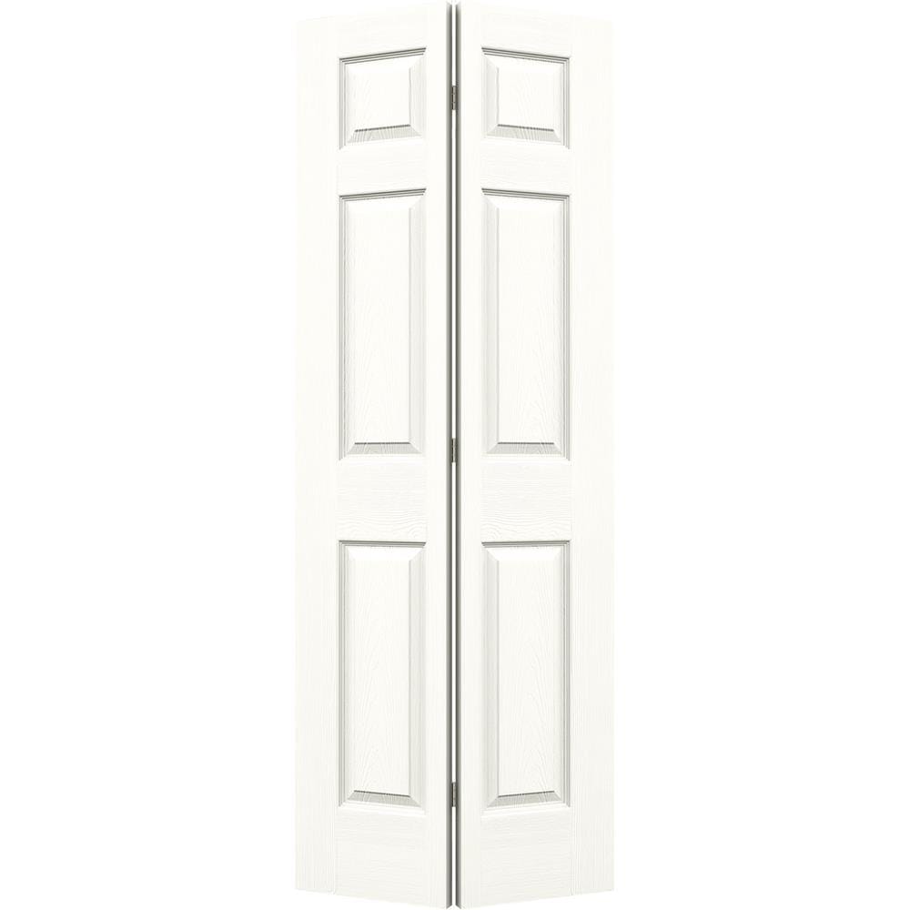 JELD-WEN Colonist 32-in x 80-in Modern White 6-panel Textured Hollow Core Prefinished Molded Composite Closet Bifold Door (Hardware Included) -  LOWOLJW160600064