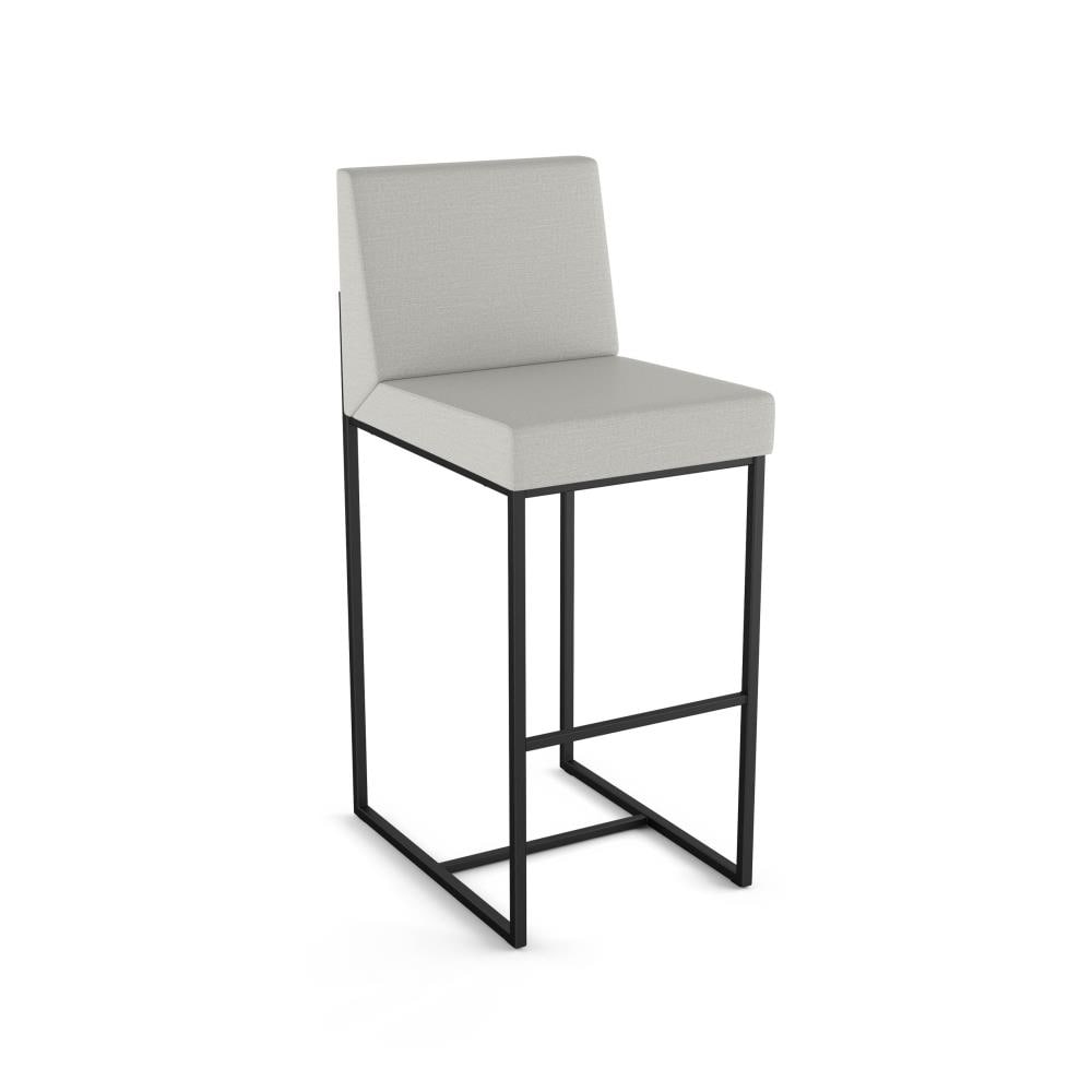 Amisco 44513-26WE/1B25KXF4 Derry Light Grey Polyester / Black Metal 26.75-Inches H Counter height Square seat Upholstered Metal Bar Stool and Back