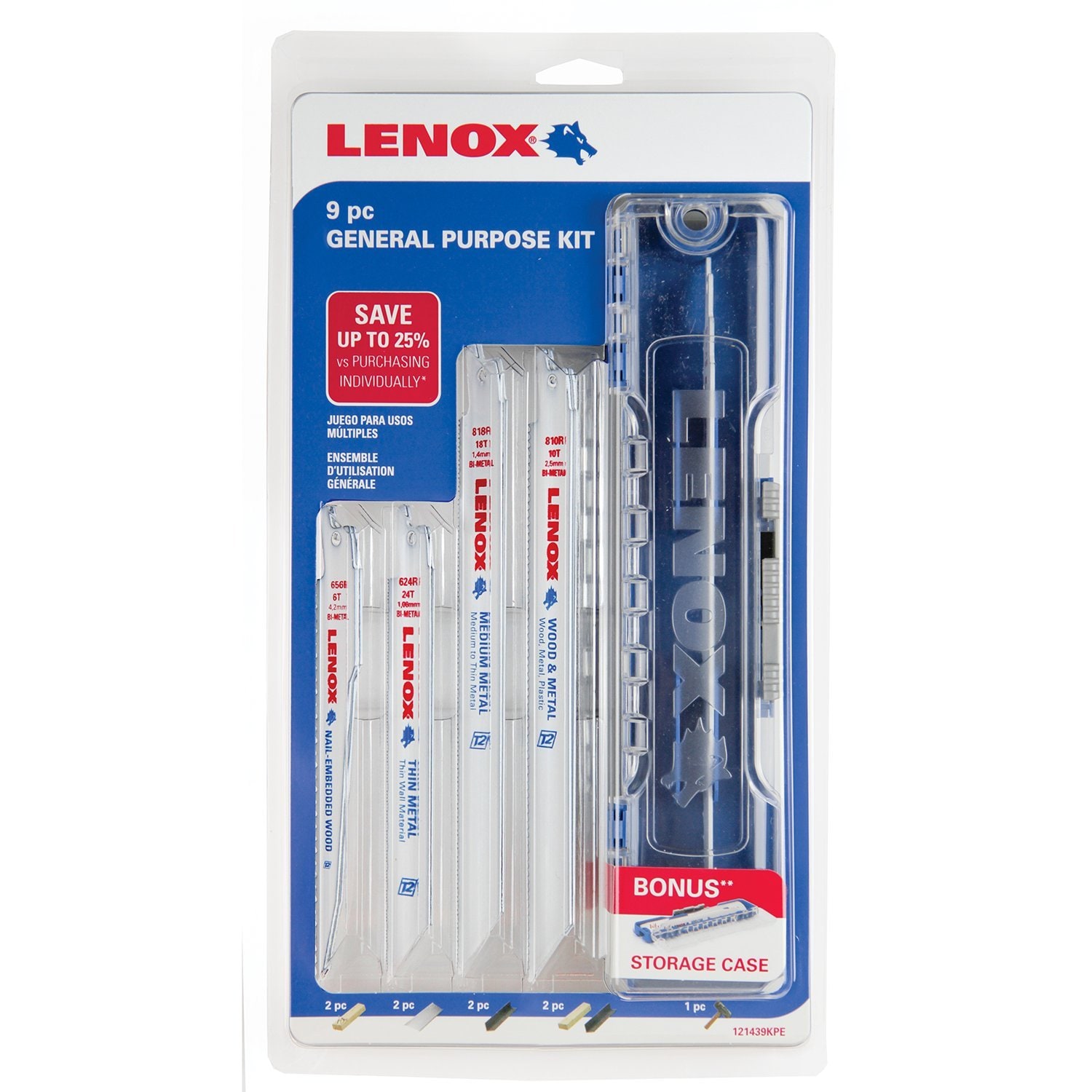 LENOX 121439KPE 9-Piece General Purpose Saw Blade Kit #121439KPE