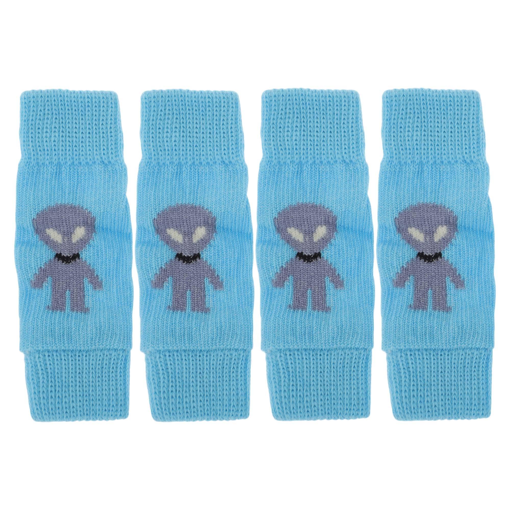 Unique Bargains Pack of 4 Dog Leg Warmers Winter Soft Warm Knitted Dog Leg Socks Dog Legs Sleeves Joint Protection Suitable for Small Dog Kitten Puppies Medium Blue Alien