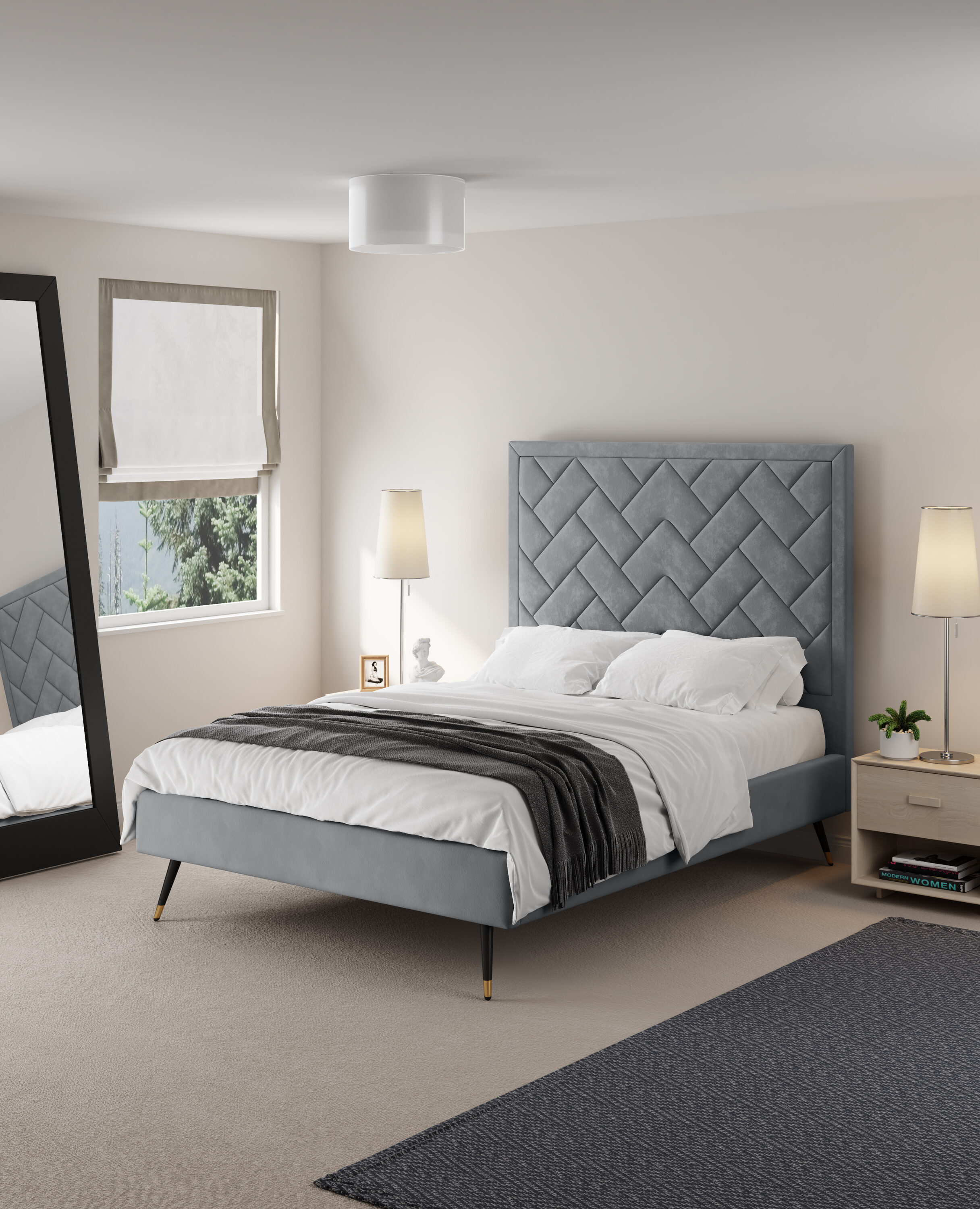 Manhattan Comfort BD009-FL-GY Grey Full Bedroom Set