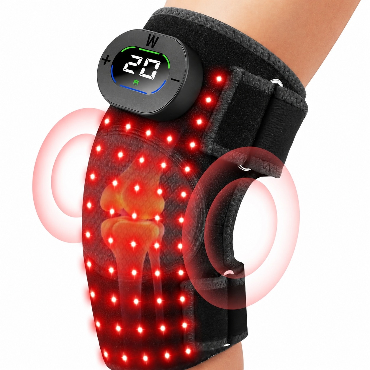 SenQWFa  Red Light Therapy Knee Massager Cordless Heated Wrap with Multi Wavelength Infrared Vibration Adjustable Fit for Joint Relief Timer