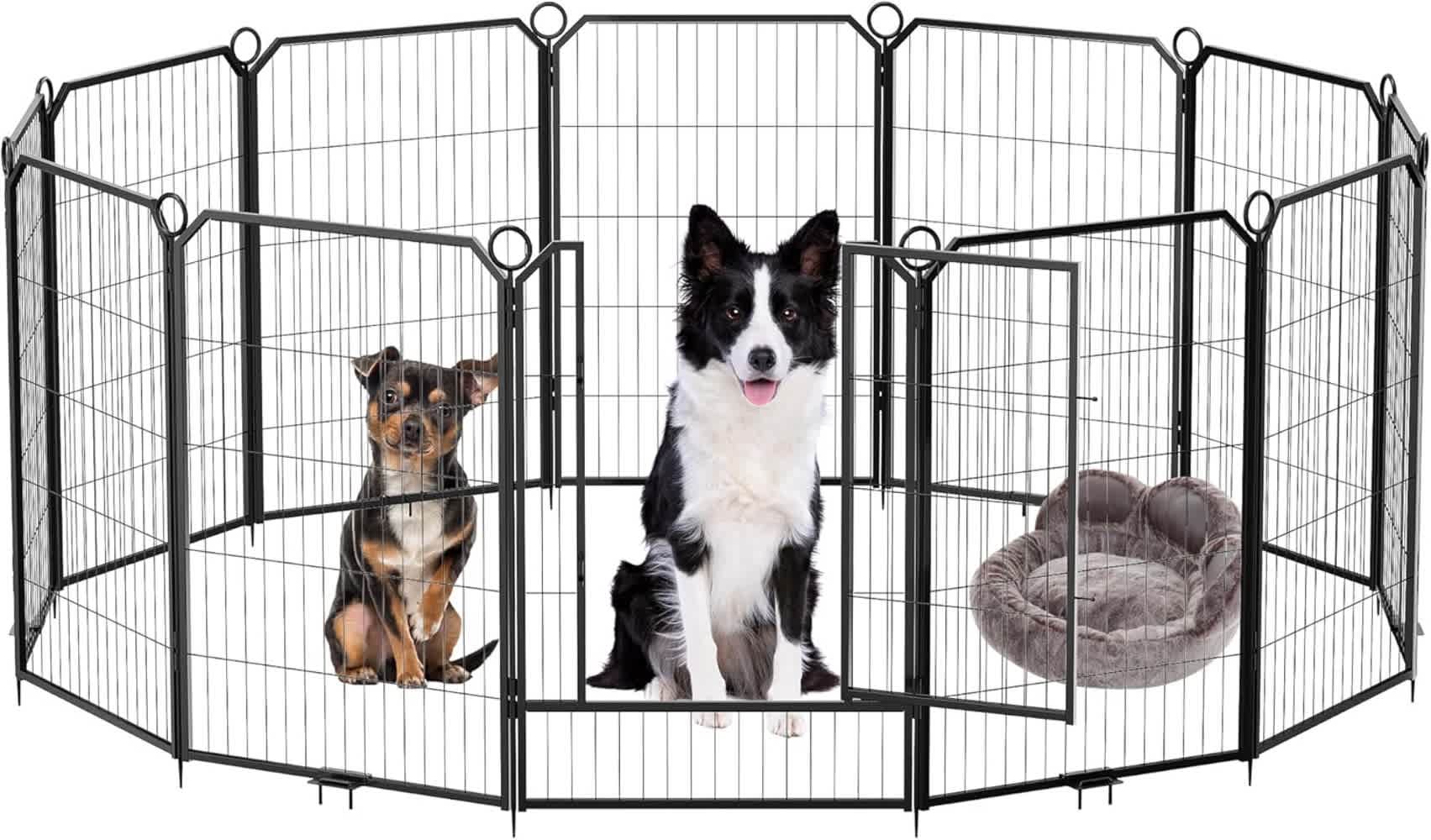 Qeetex LMY-PHO-338Y4Q5V 12 Panel Folding Indoor/Outdoor Pet Exercise Fence with 40 Inch Height Heavy Duty Pet Fence Enclosure for RV Camping/Yard and Garden