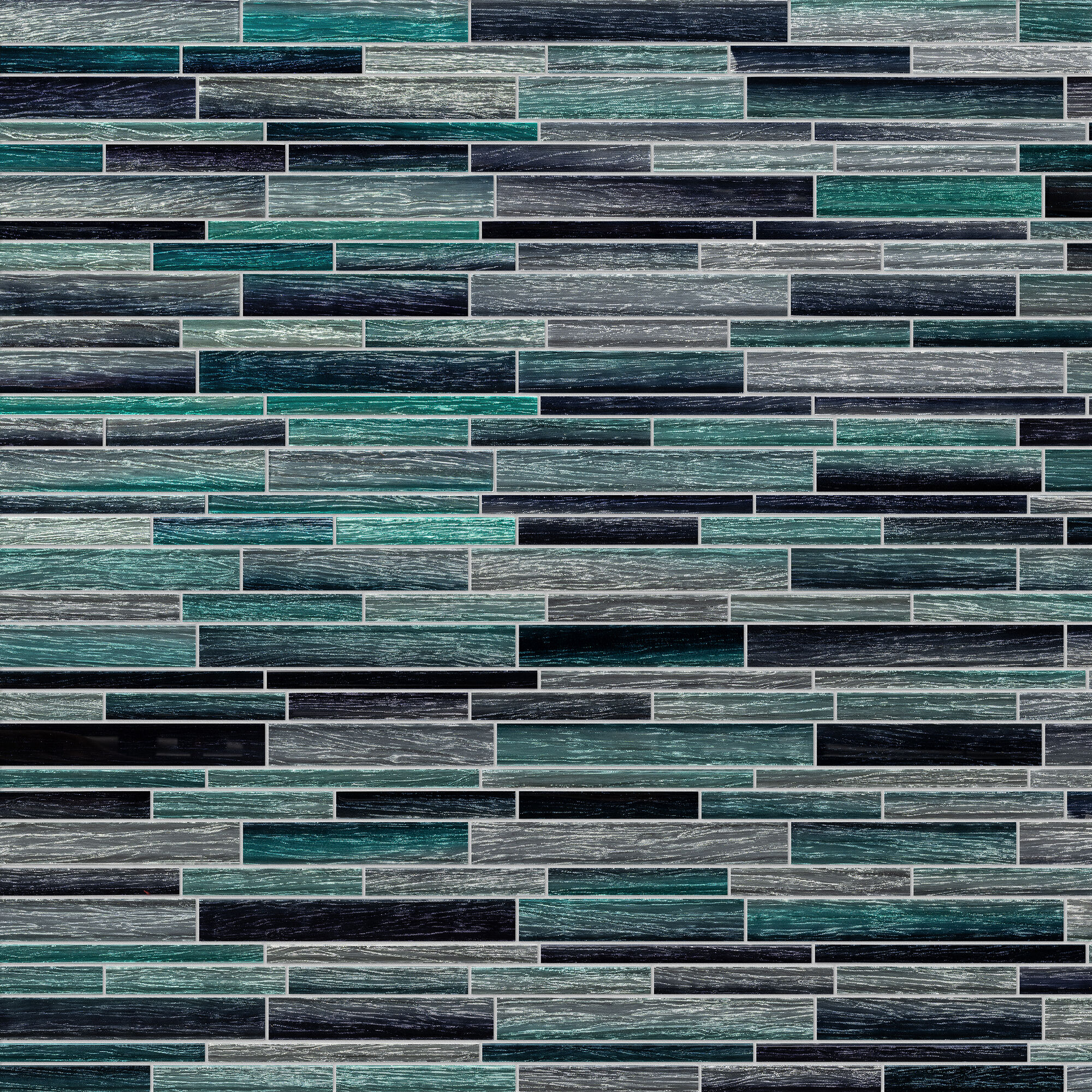 Satori Polaris Ocean 12-in x 12-in Glossy Glass Subway Linear Mosaic Wall Tile ( 0.95-sq ft / Piece )