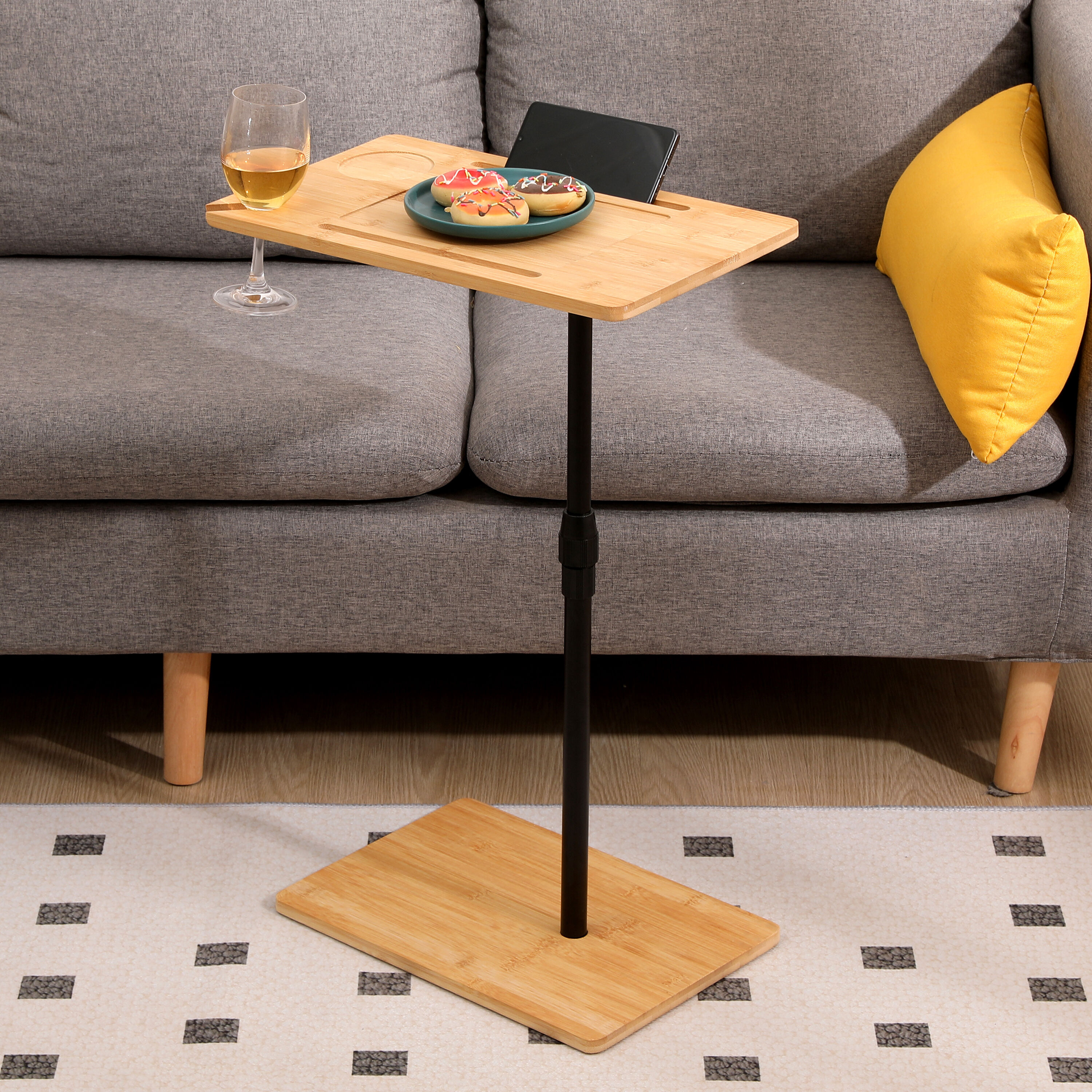 PexFix Modern Rectangle C-Shaped Side Table Height Adjustable Couch ...