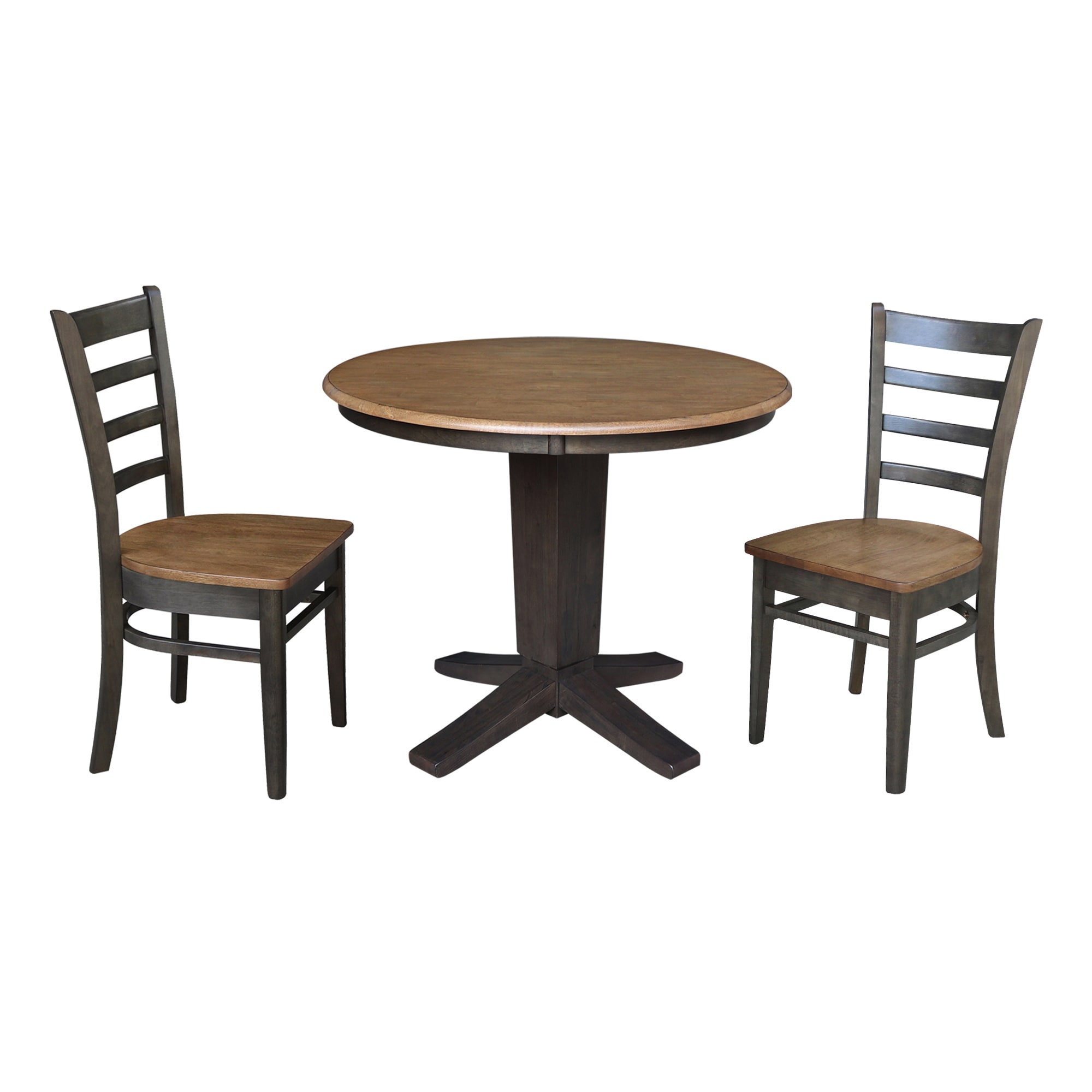 International Concepts K45-36RT-23B-C617-2 Hickory/Washed Coal Traditional Dining Room Set with Round Table ( Seats 4 )