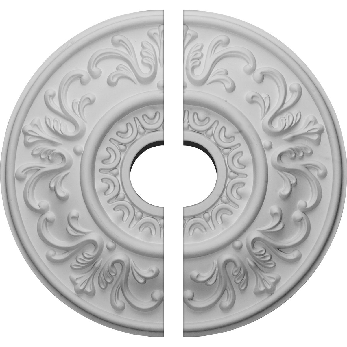 Ekena Millwork CM18VL2 Valletta 18-in W x 18-in L Architectural White Polyurethane Split Ceiling Medallion