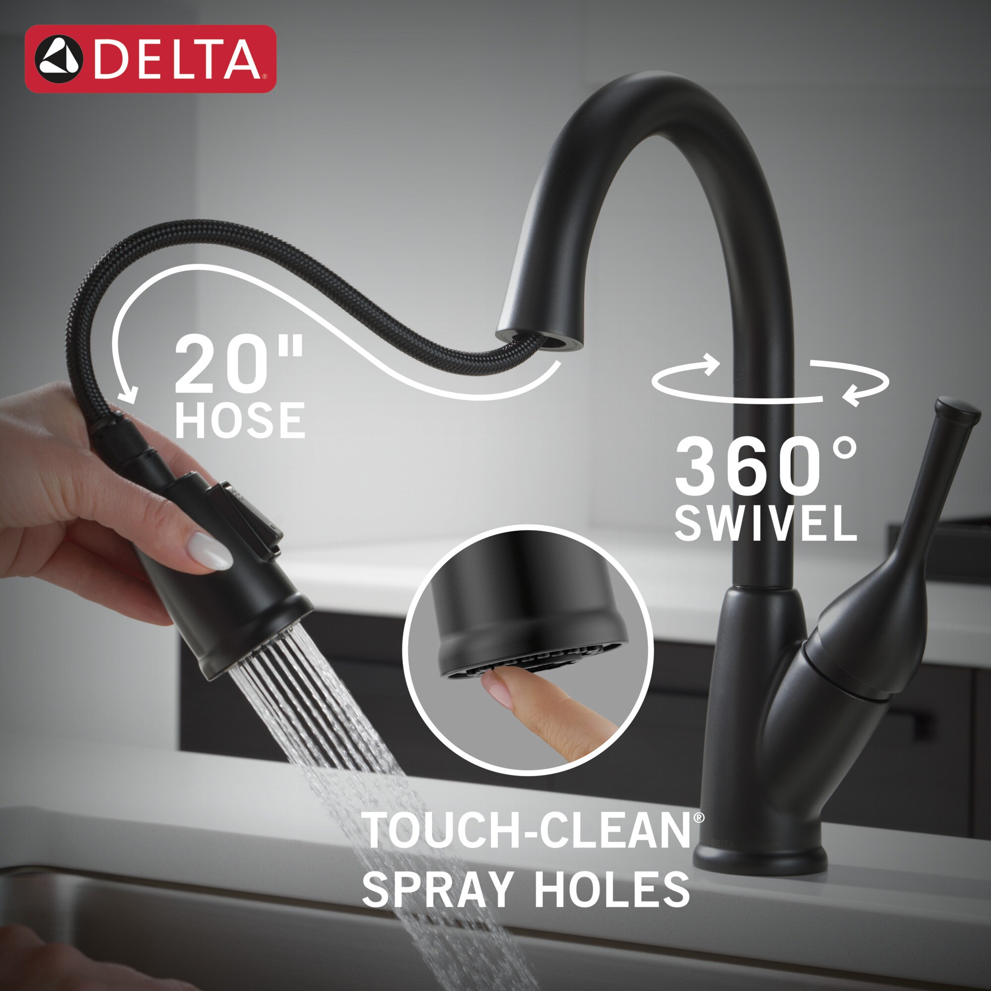 Delta Classic Matte Black Single Handle Pull-down Kitchen Faucet with ...