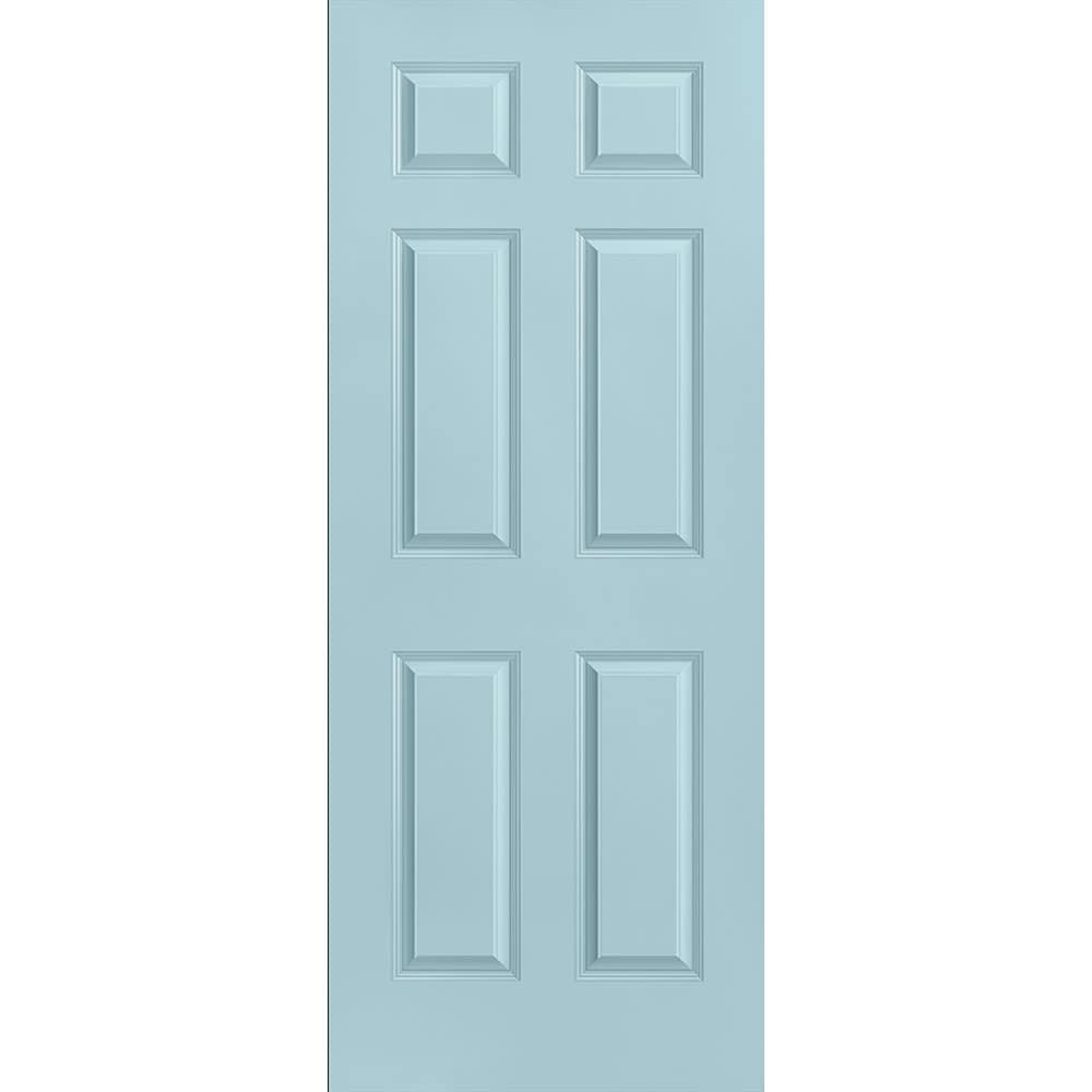 Masonite 1317289 Traditional 32-in x 80-in Sea Mist 6-panel Smooth Solid core Prefinished Molded composite Slab Door