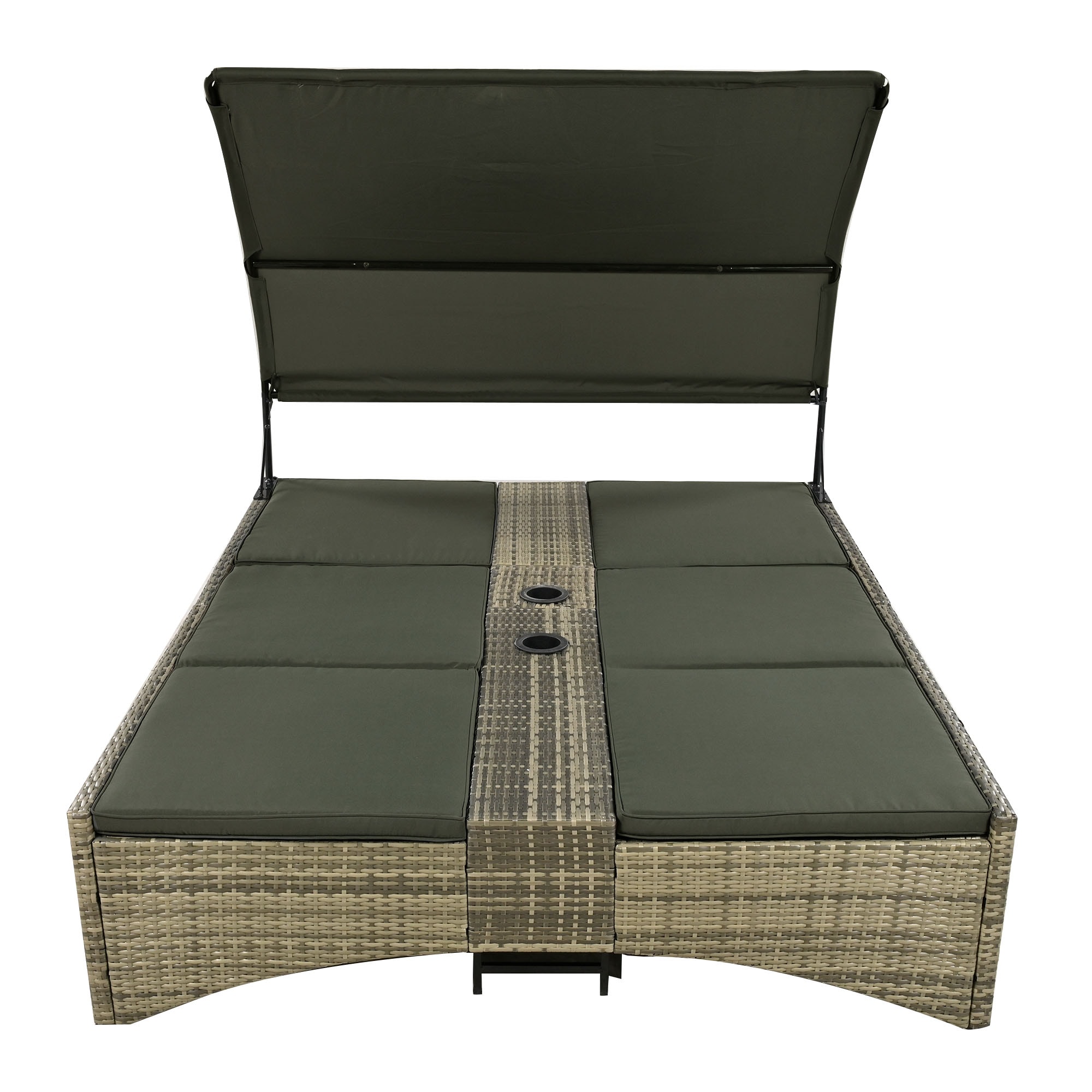 Nestfair HPOF0080E Patio Furniture Sets Rattan Outdoor Daybed with Gray Cushions and Composite material Frame