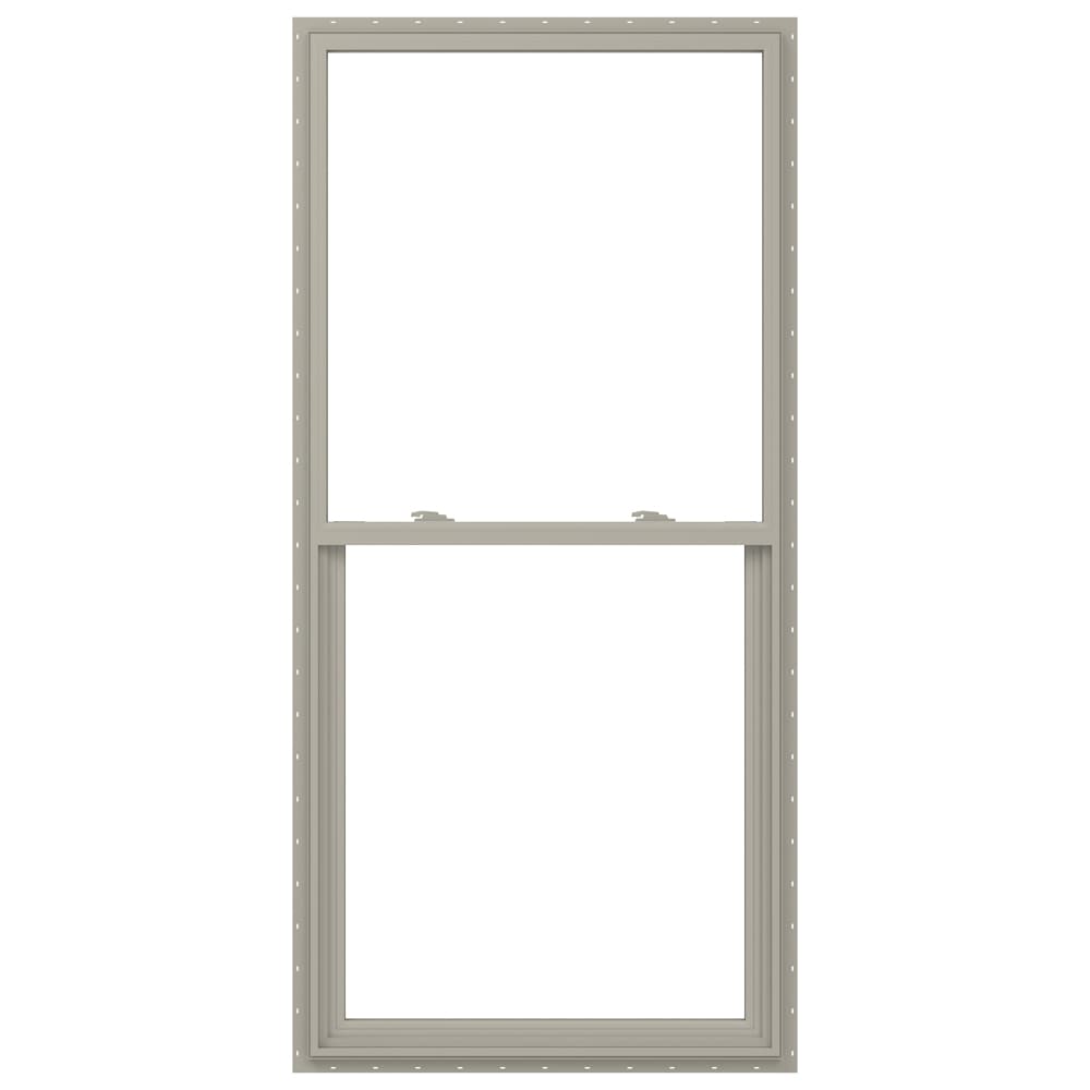 JELD-WEN LOWOLJW143800868 V-2500 33-1/2-in x 76-1/2-in Desert Sand Exterior Vinyl New construction Single Hung Window Low-E argon Double Pane Glass (Full Screen Included)