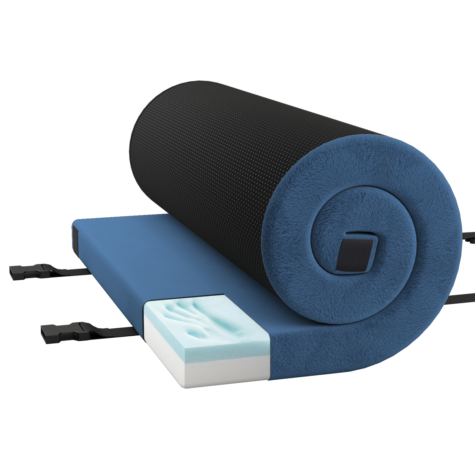 Slickblue Foldable Gray/Blue Memory Foam Camping Mattress with Carrying Bag for Camping Car Tent or Indoor Floor