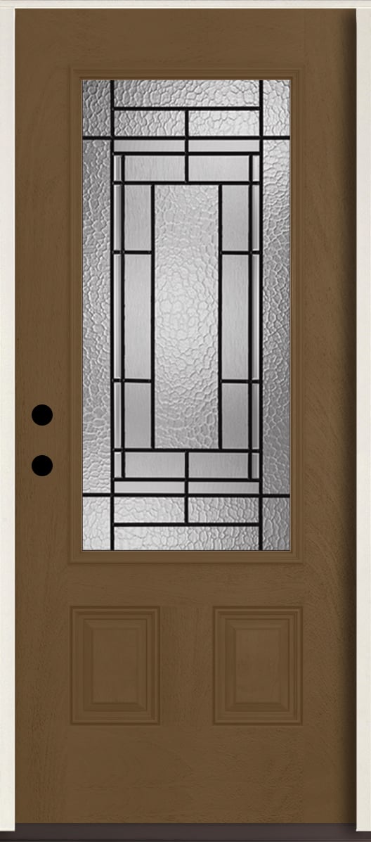 RELIABILT LO963735 Pembrook 36-in x 80-in x 4-5/8-in Fiberglass 3/4 lite Right-hand inswing Woodhaven Stain Stained Prehung Front Door Insulating core