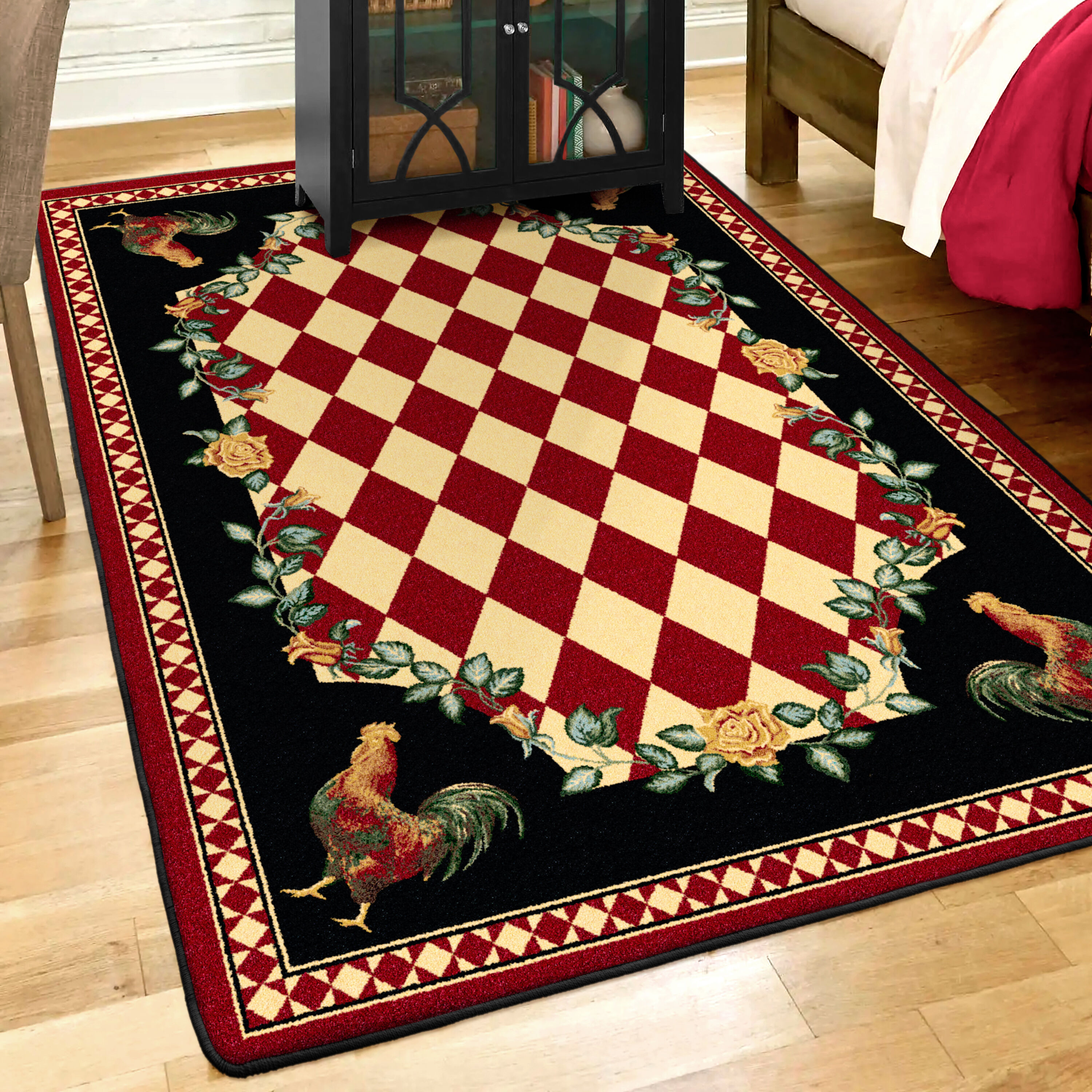 American Dakota 0123RED234 3 x 4 (ft) Tufted Nylon Red Rectangular Indoor Farmhouse/Cottage Area rug