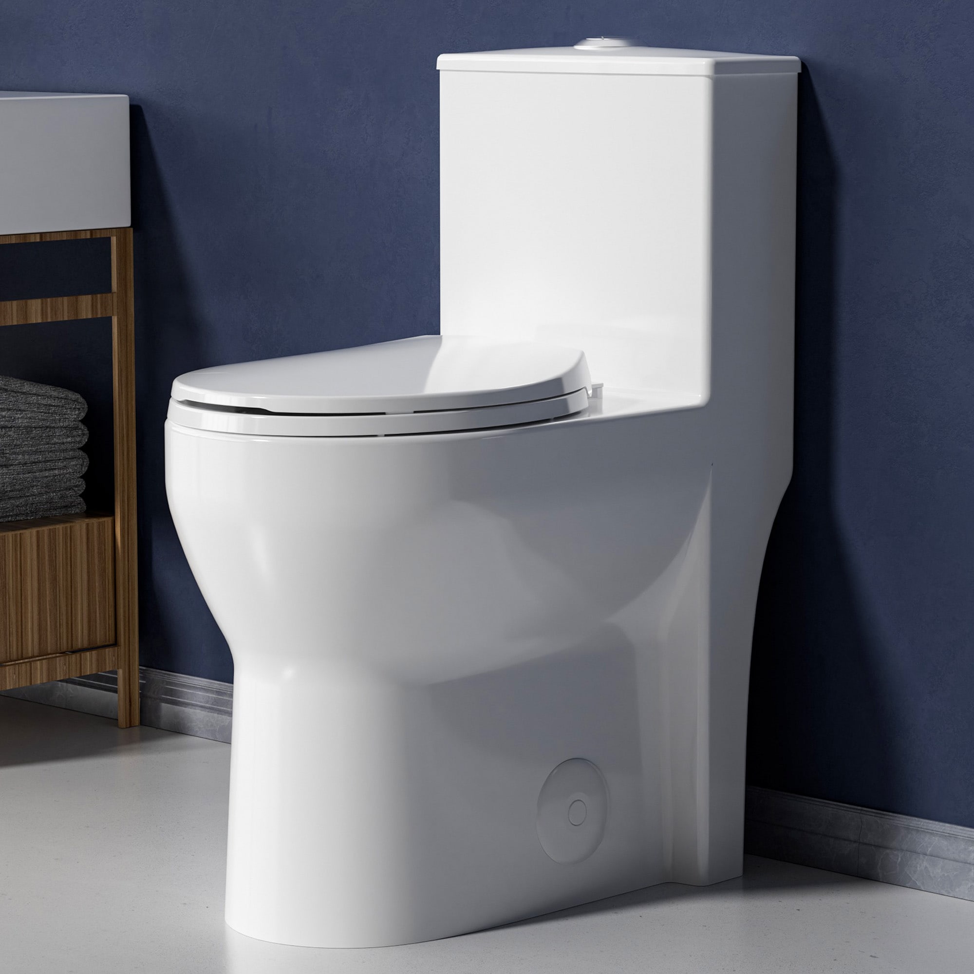 Miuara Compact Tall Toilet 19 Inch for Seniors ADA High Toilet for Bathroom Comfort Bowl Heigh 18 Inch Seat Height 19 Inch Two-Piece Dual Flush 1.0/1.28 GPF 12 Inch Rough in White