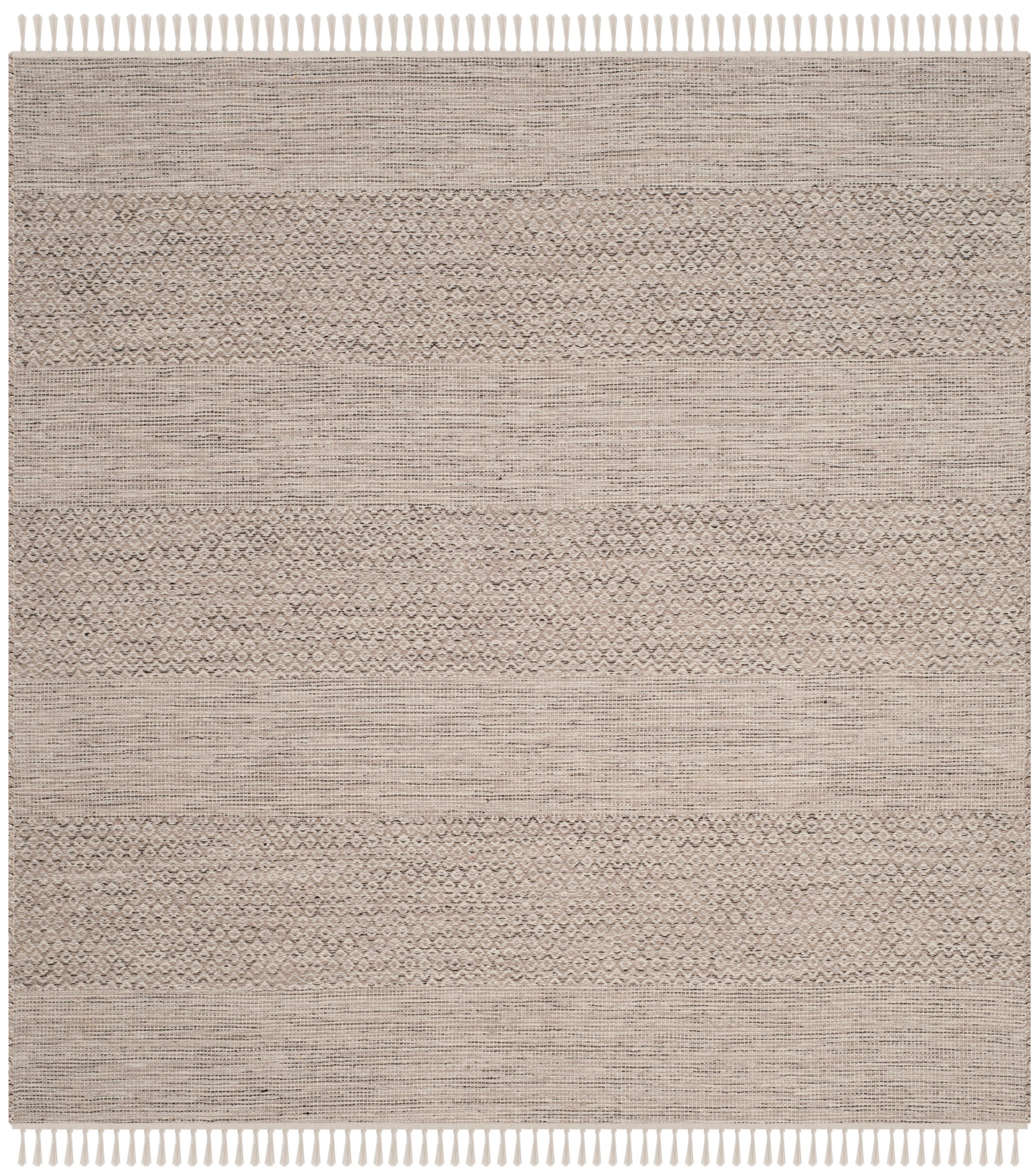 Safavieh MTK330M-4SQ Montauk Bicheno 4 x 4 (ft) Cotton Ivory/Steel Gray Square Indoor Stripe Coastal Area rug