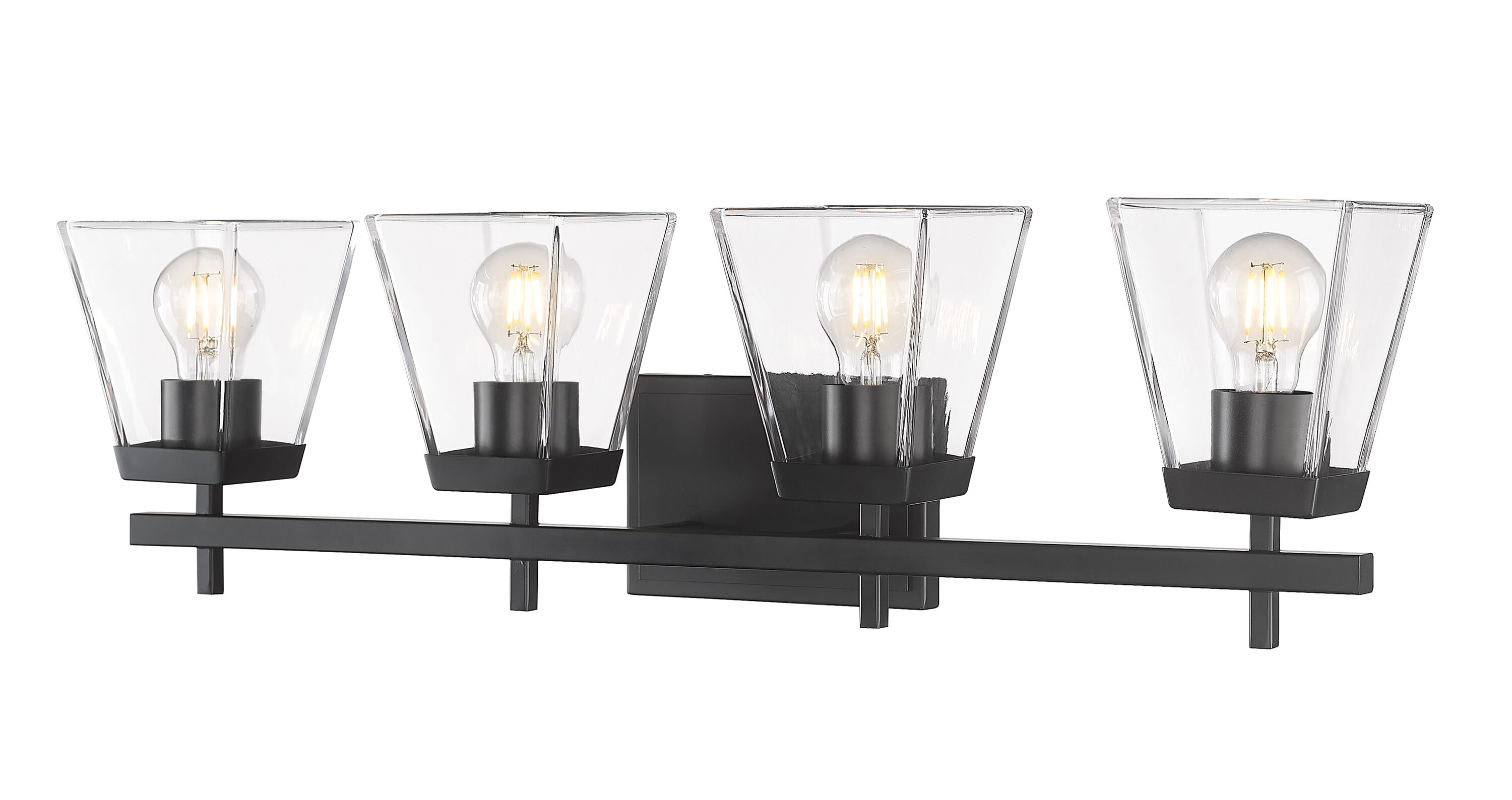 Z-Lite 819-4V-MB Lauren 30.5-in 4 -Light Matte Black Transitional Vanity light
