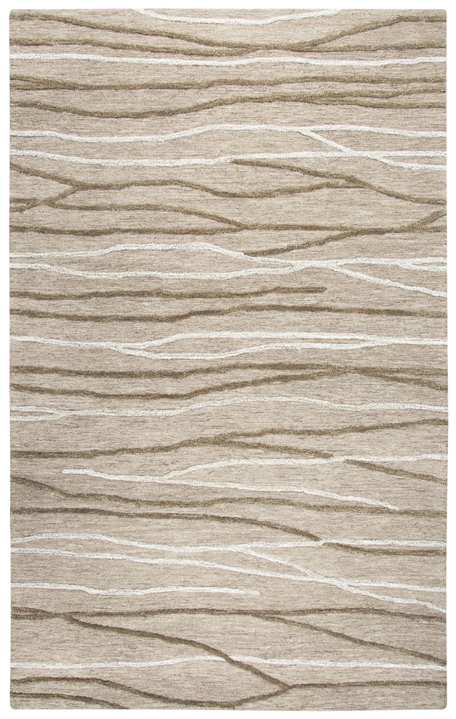 Geneva Natural Ivory 5' x 8' Abstract Hand-Tufted Wool Area Rug