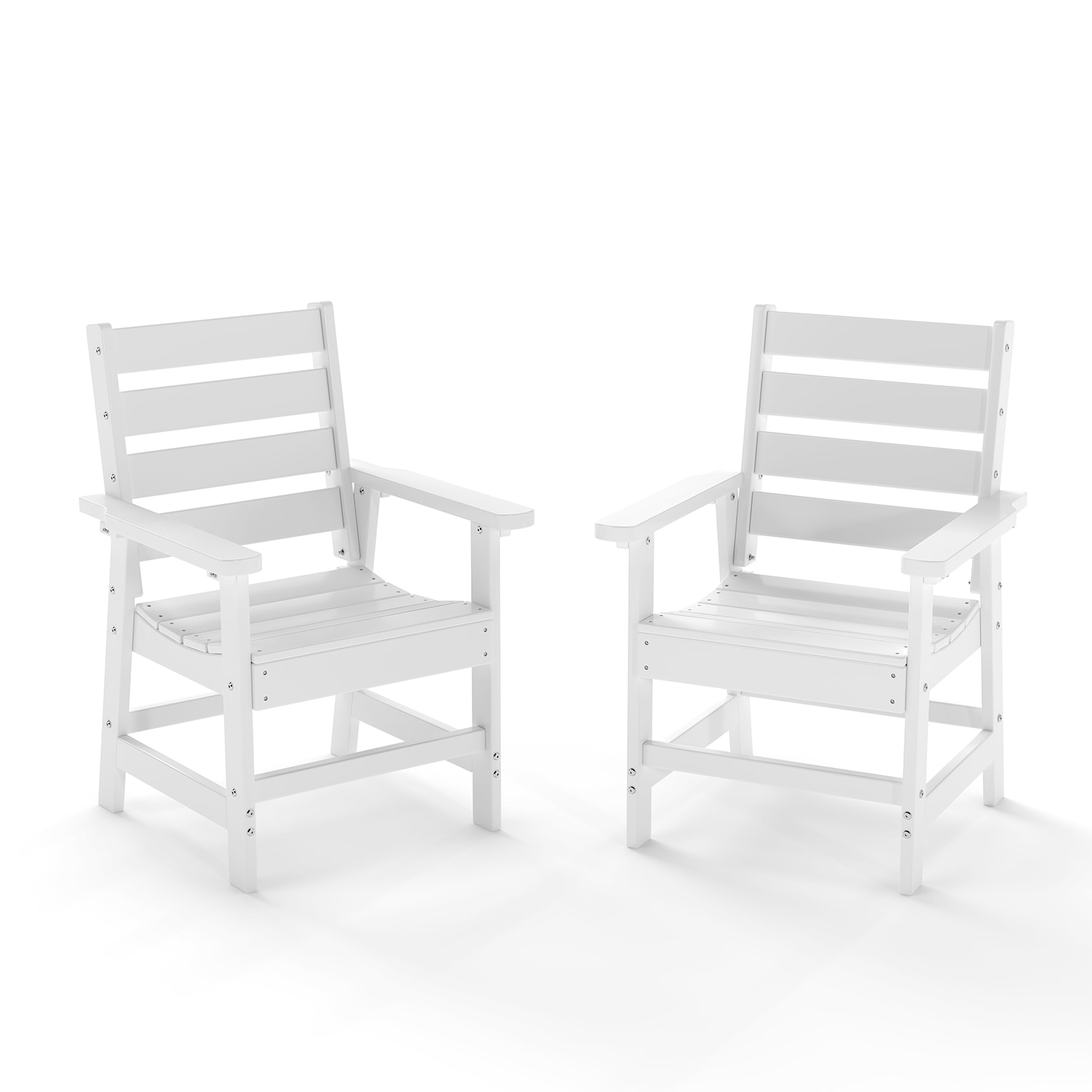 Litheli WHITE Patio Dining Set HDPE 2 C-spring Chairs